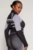 Plus Size Seamless Printed Cropped Track Jacket sold by Rainbow
