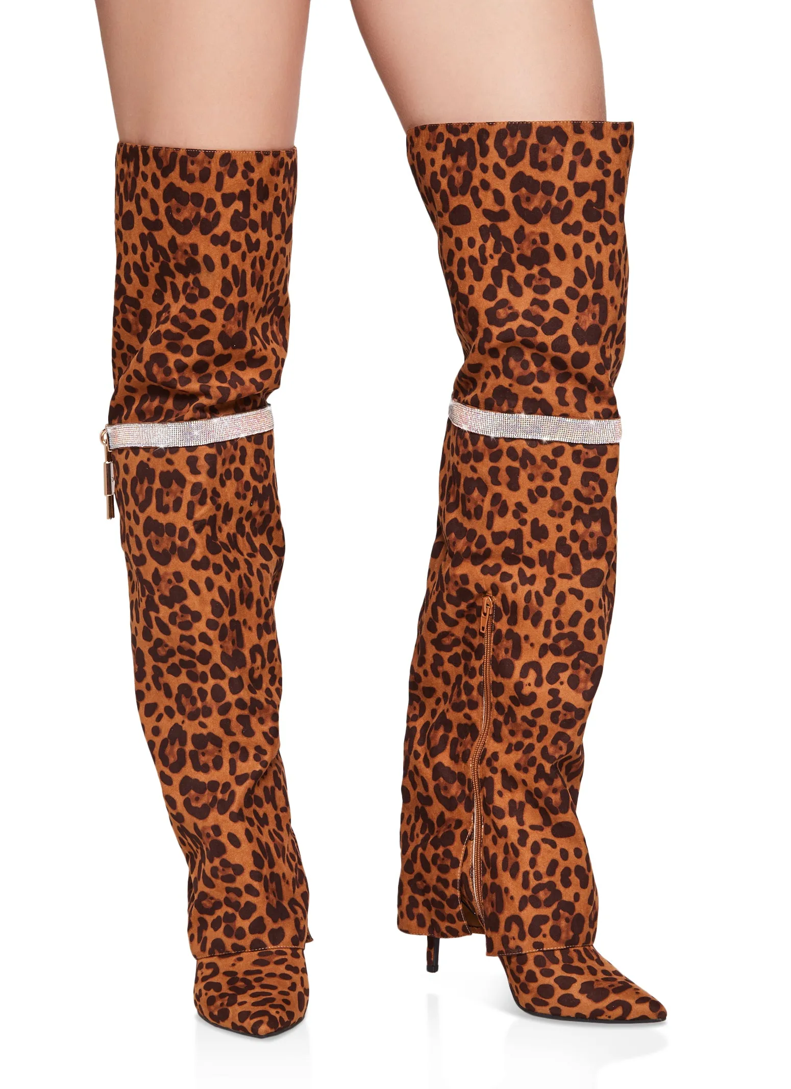 Rhinestone Lock Fold Over the Knee Boots sold by Rainbow product image thumbnail 2