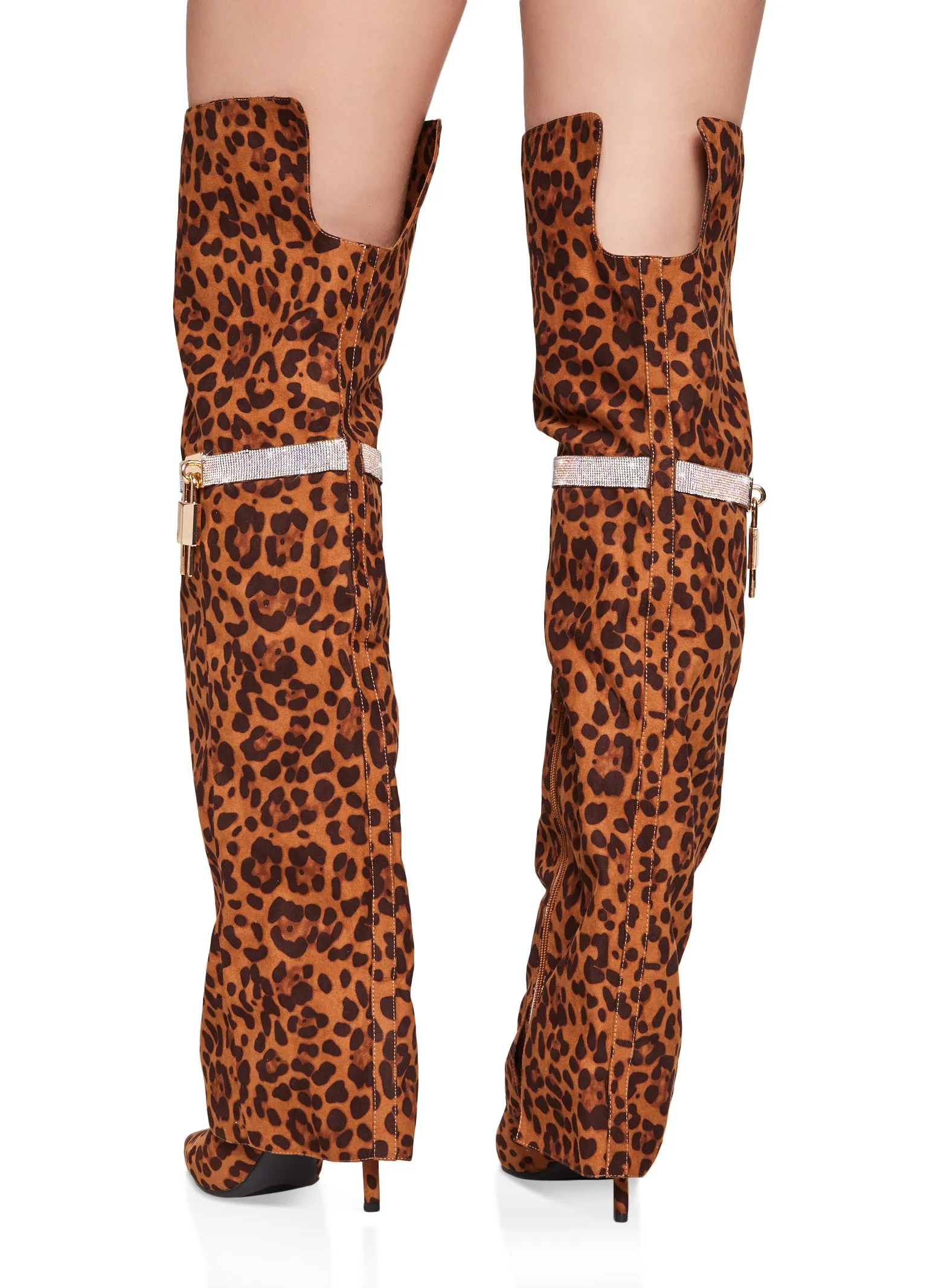 Rhinestone Lock Fold Over the Knee Boots sold by Rainbow product image thumbnail 3