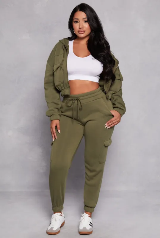 Fleece High Waisted Cargo Sweatpants sold by Rainbow