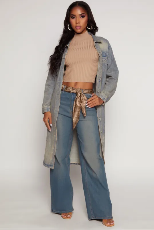 Acid Wash Long Jean Jacket sold by Rainbow