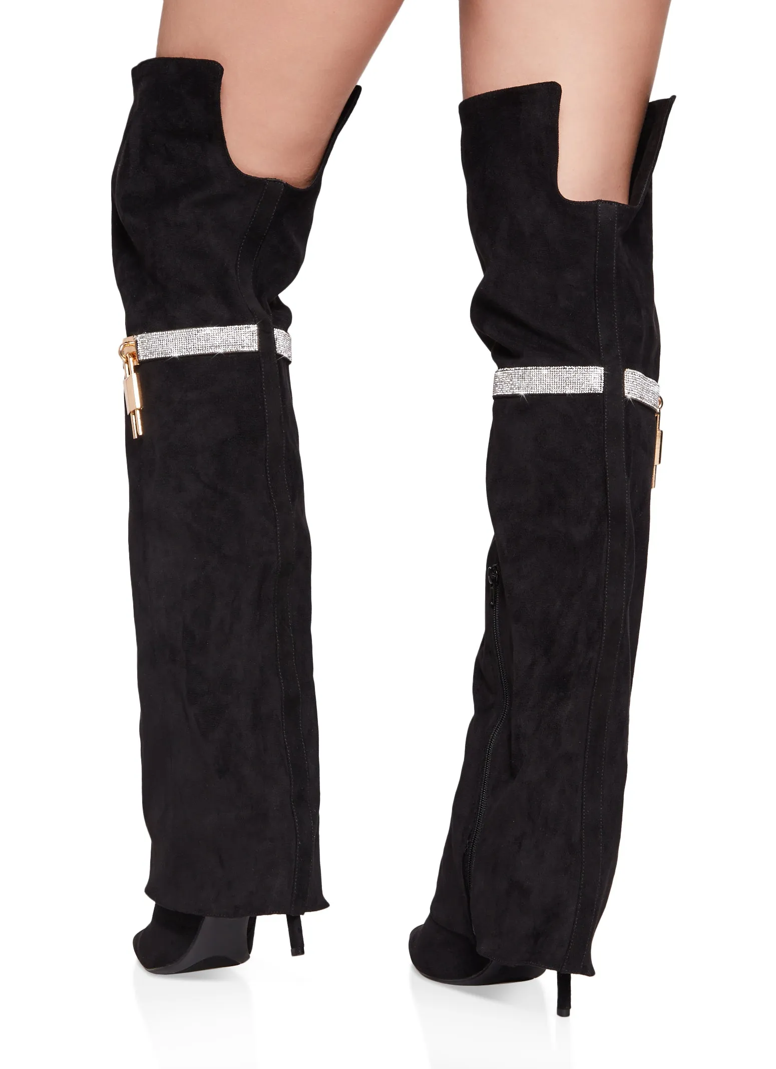 Rhinestone Lock Fold Over the Knee Boots sold by Rainbow product image thumbnail 3