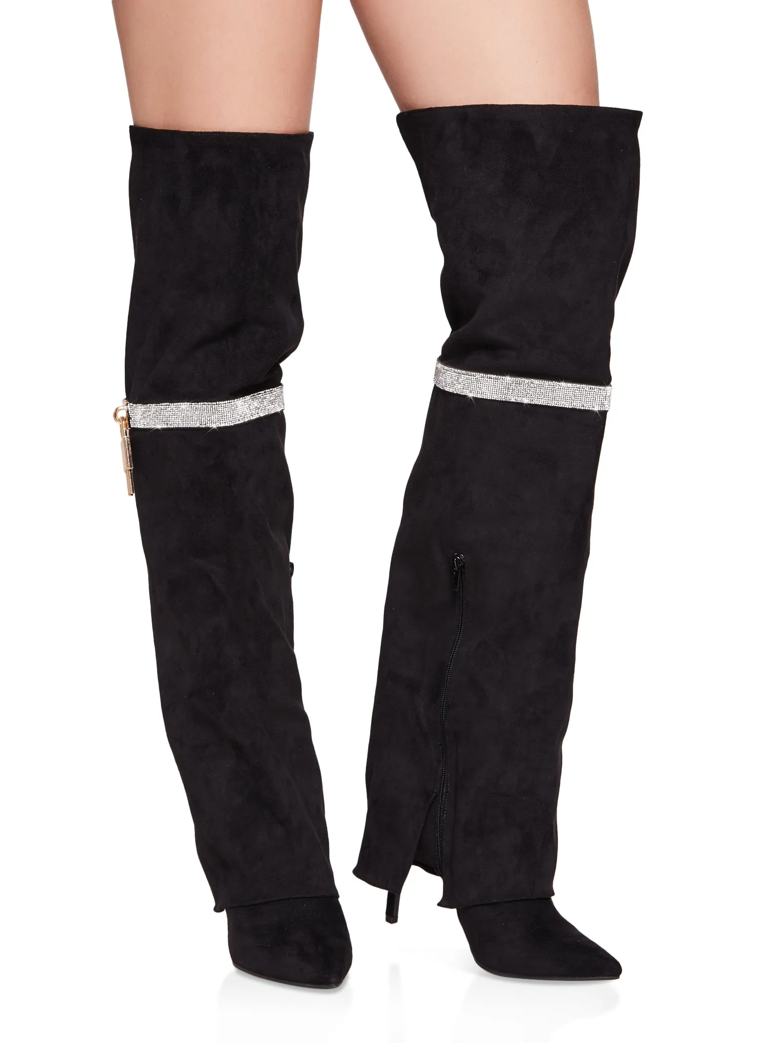 Rhinestone Lock Fold Over the Knee Boots sold by Rainbow product image thumbnail 2