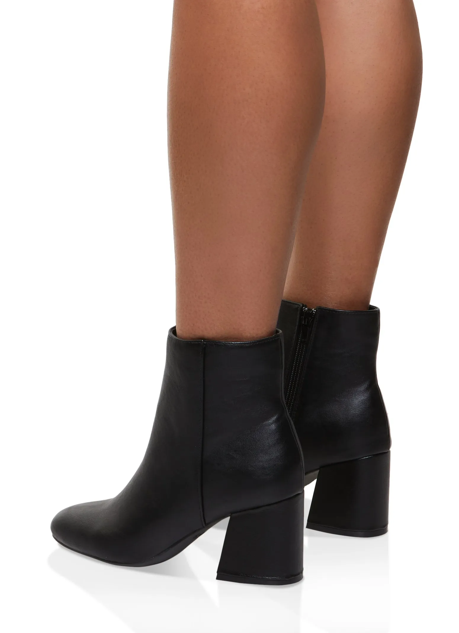 Round Toe Mid Block Heel Booties sold by Rainbow product image thumbnail 3