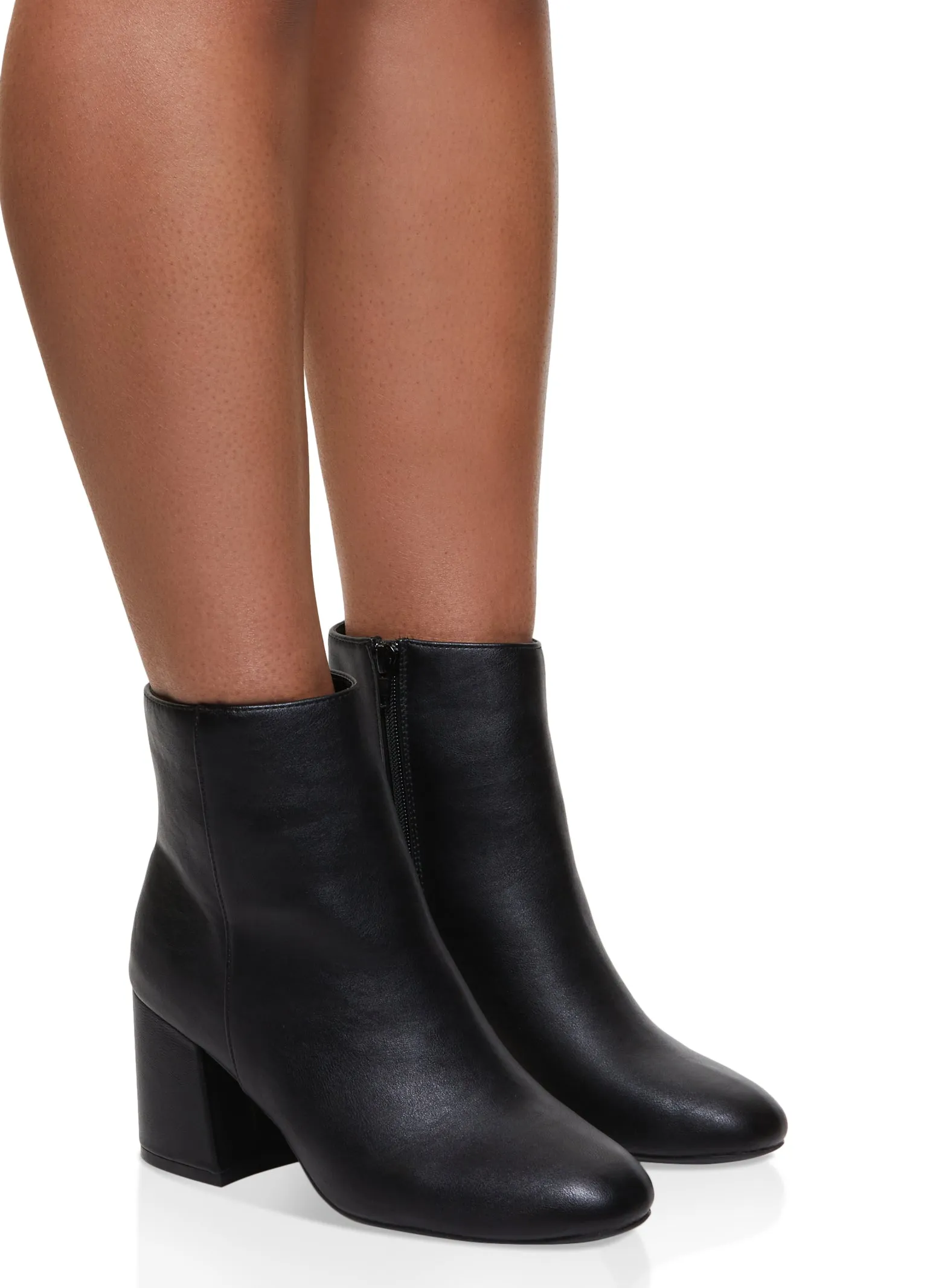 Round Toe Mid Block Heel Booties sold by Rainbow product image thumbnail 2