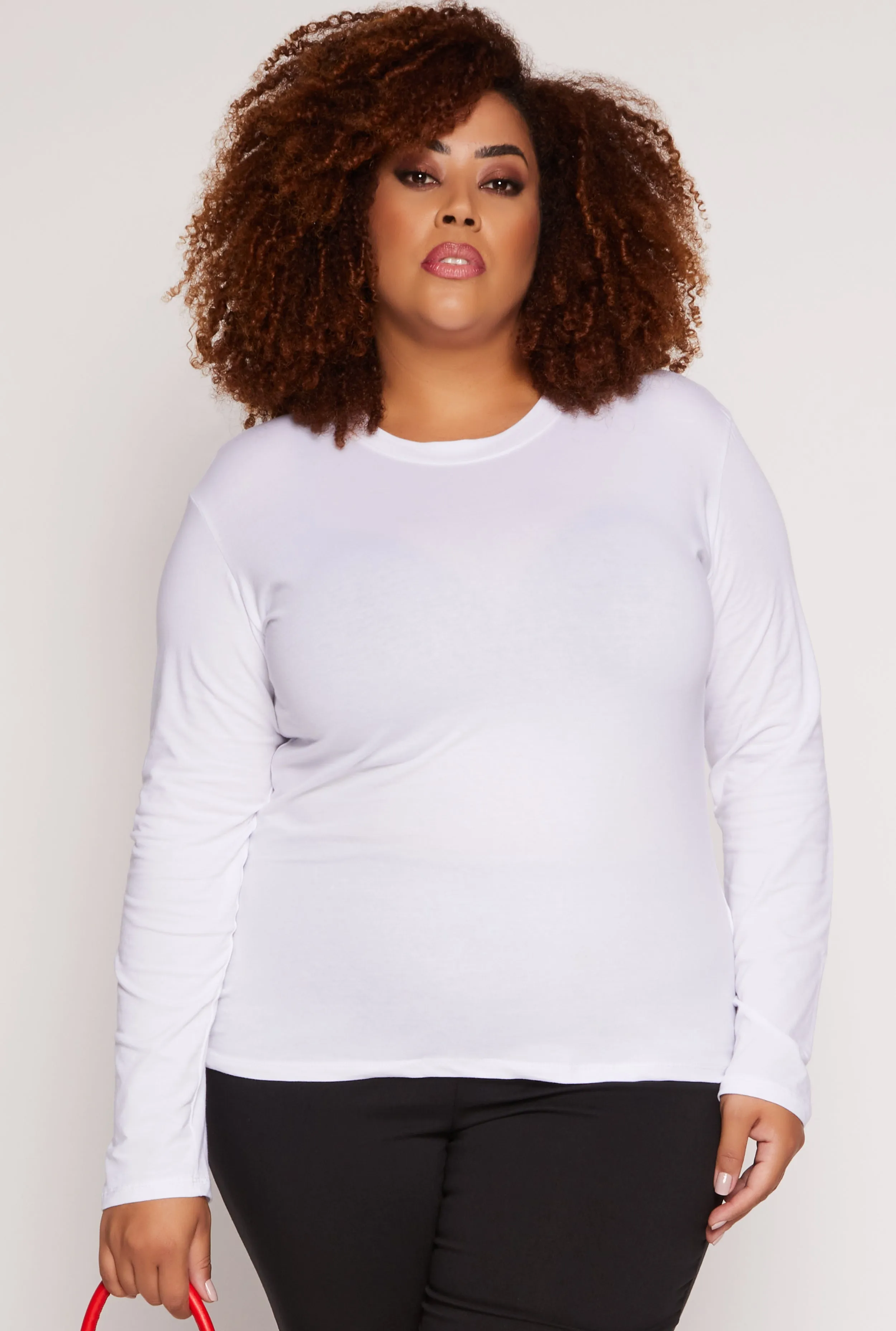 Plus Size Long Sleeve Crew Neck Tee sold by Rainbow