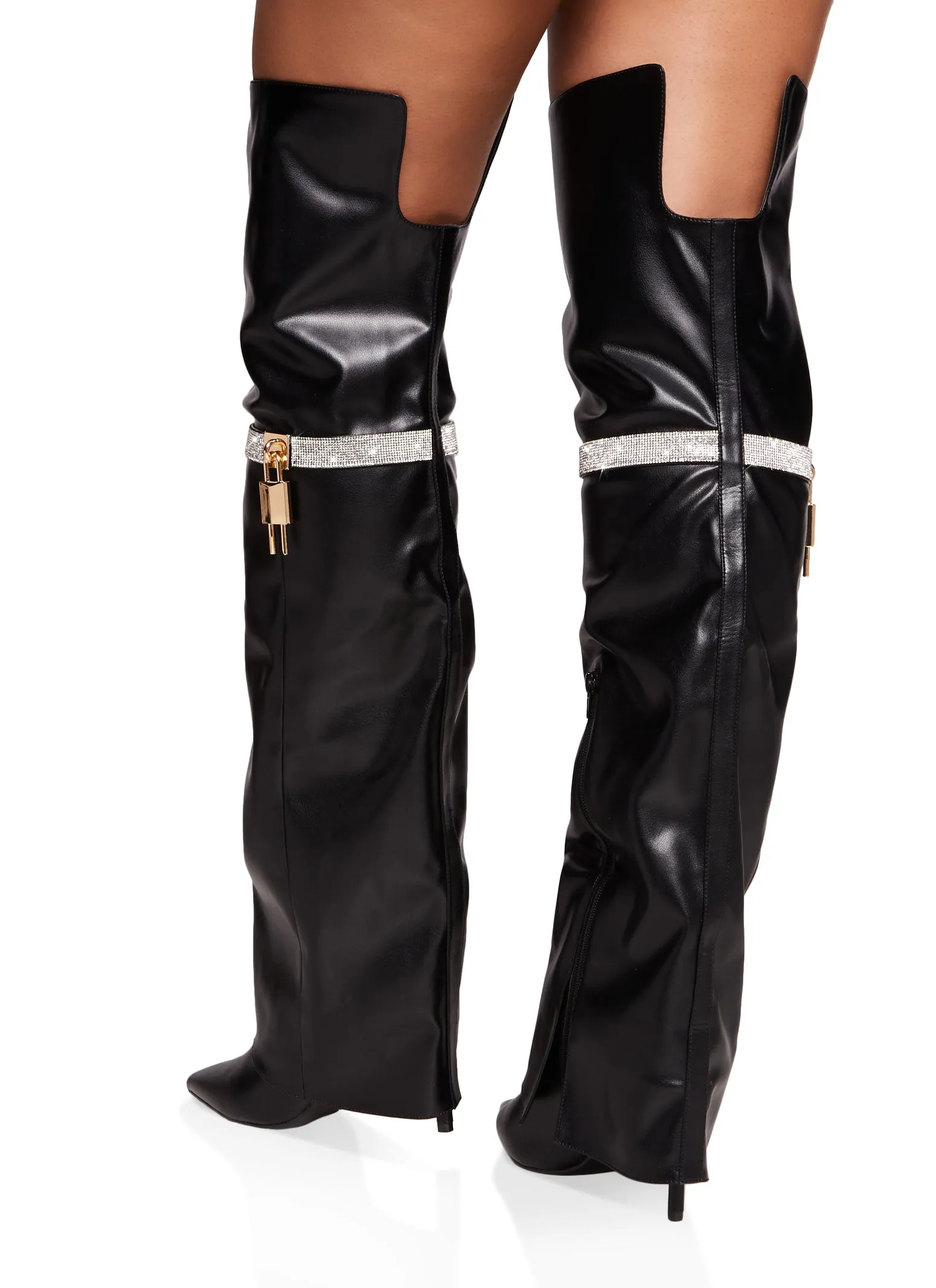 Rhinestone Lock Fold Over the Knee Boots sold by Rainbow product image thumbnail 3