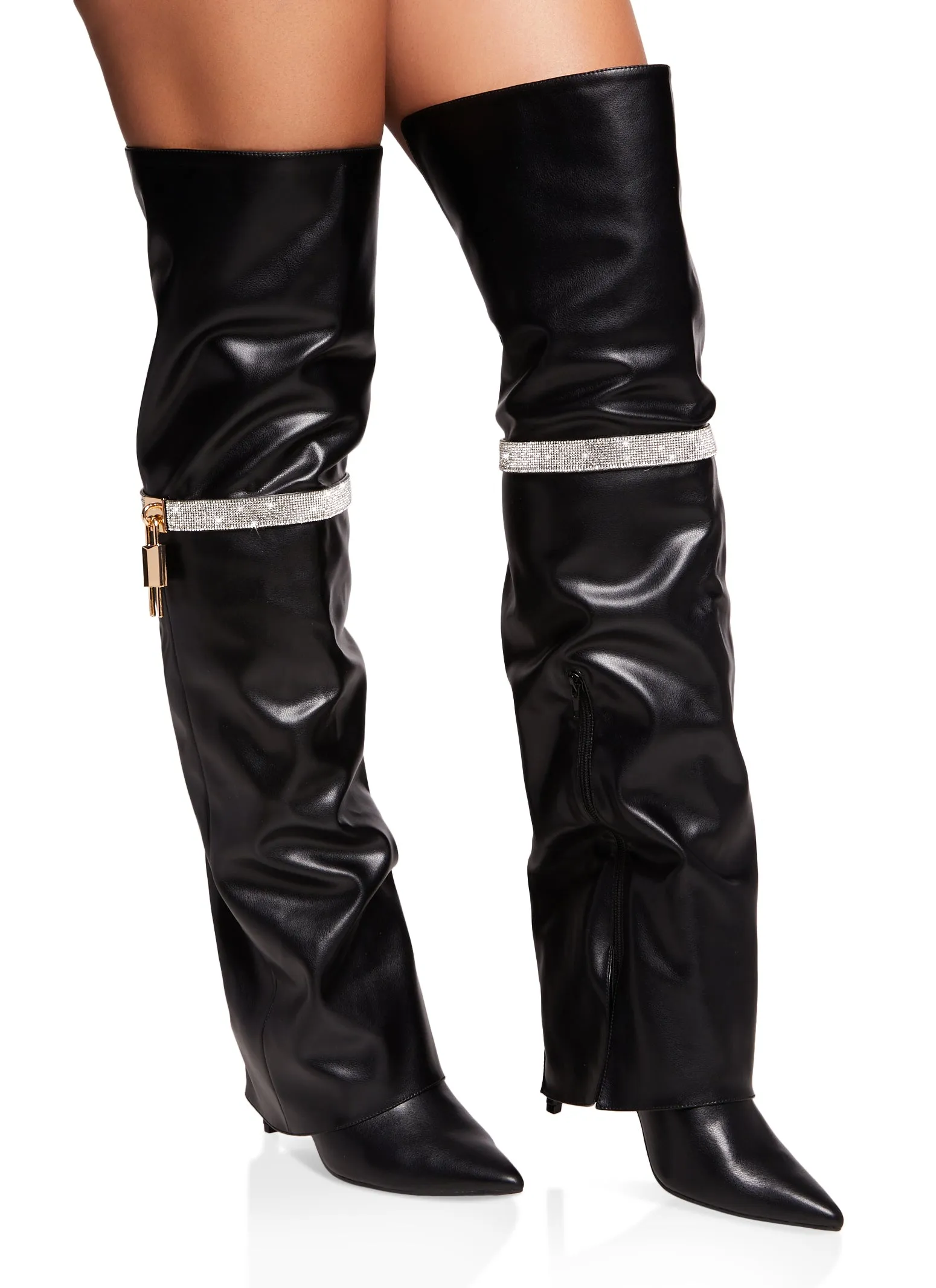 Rhinestone Lock Fold Over the Knee Boots sold by Rainbow product image thumbnail 2