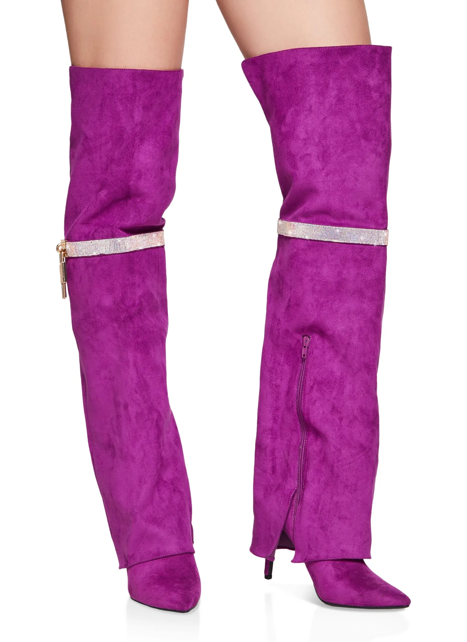 Rhinestone Lock Fold Over the Knee Boots sold by Rainbow product image thumbnail 2