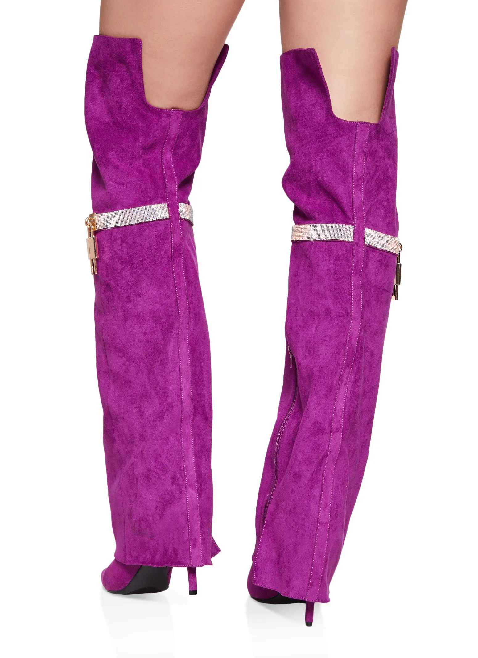 Rhinestone Lock Fold Over the Knee Boots sold by Rainbow product image thumbnail 3