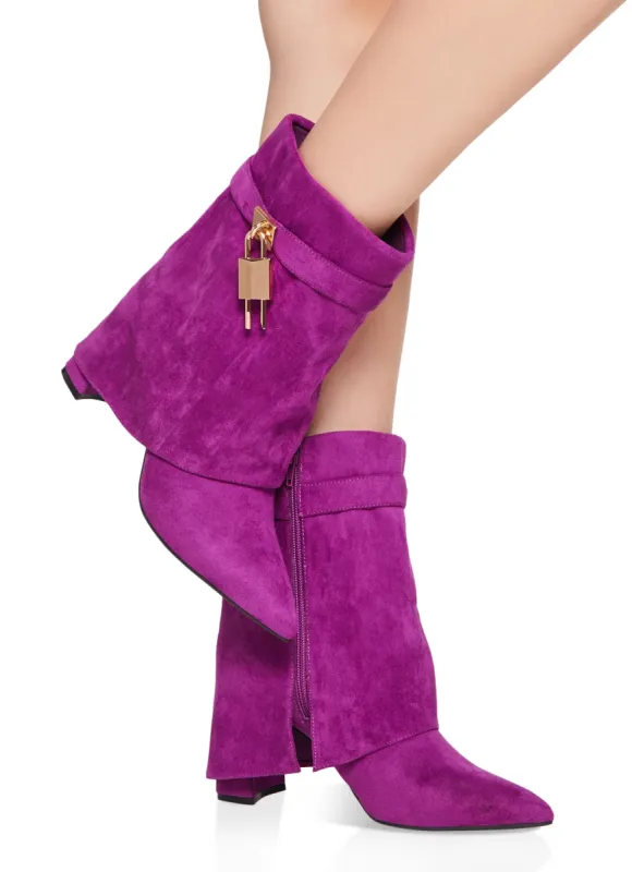 Lock Charm Fold Over Boots sold by Rainbow