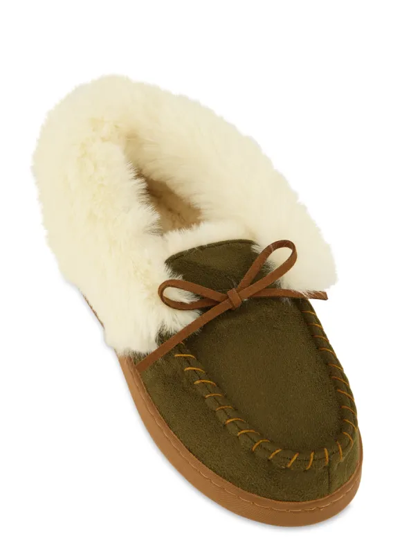 Faux Fur Lined Moccasin Slippers sold by Rainbow