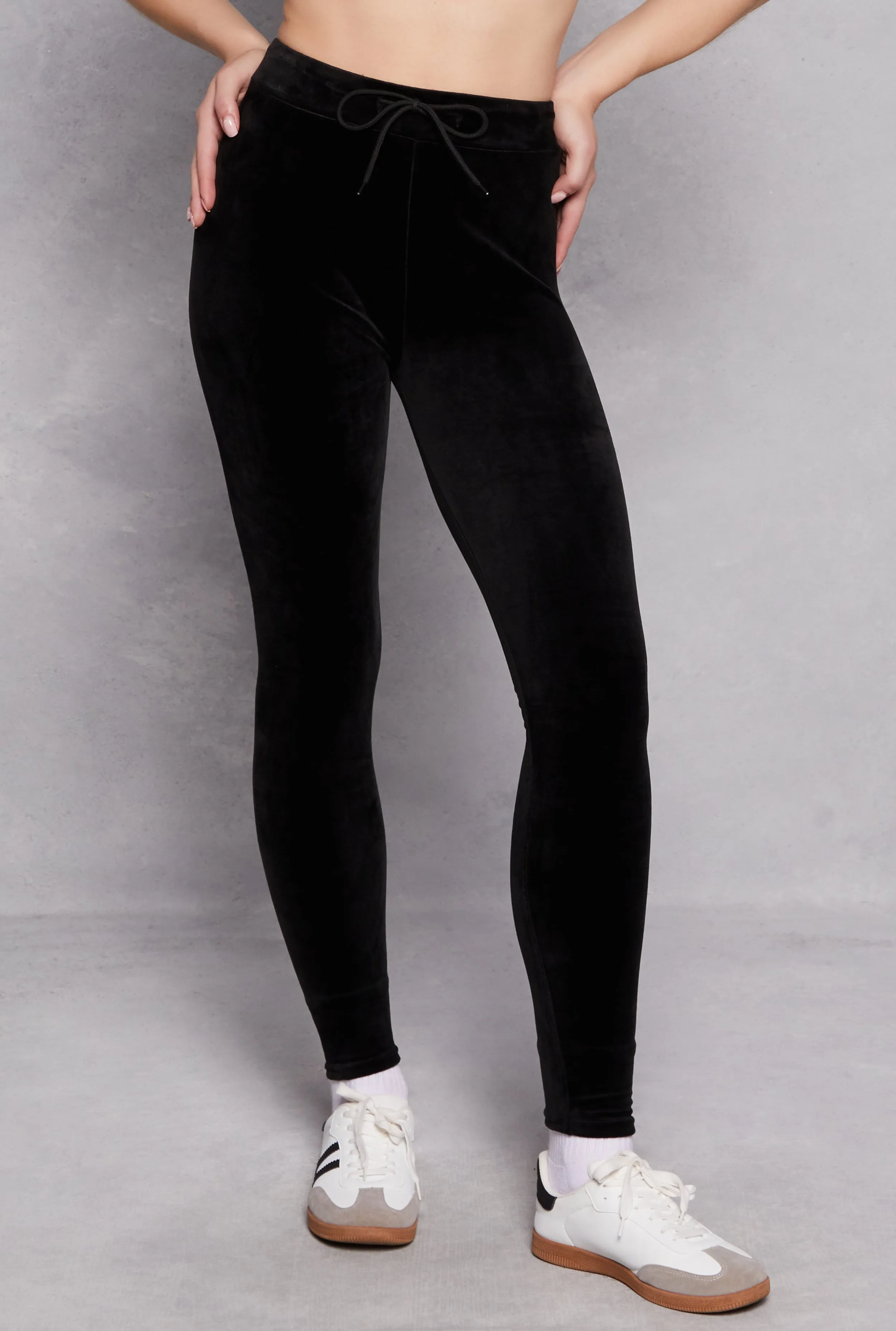 Velour Drawstring High Waisted Leggings sold by Rainbow product image thumbnail 2