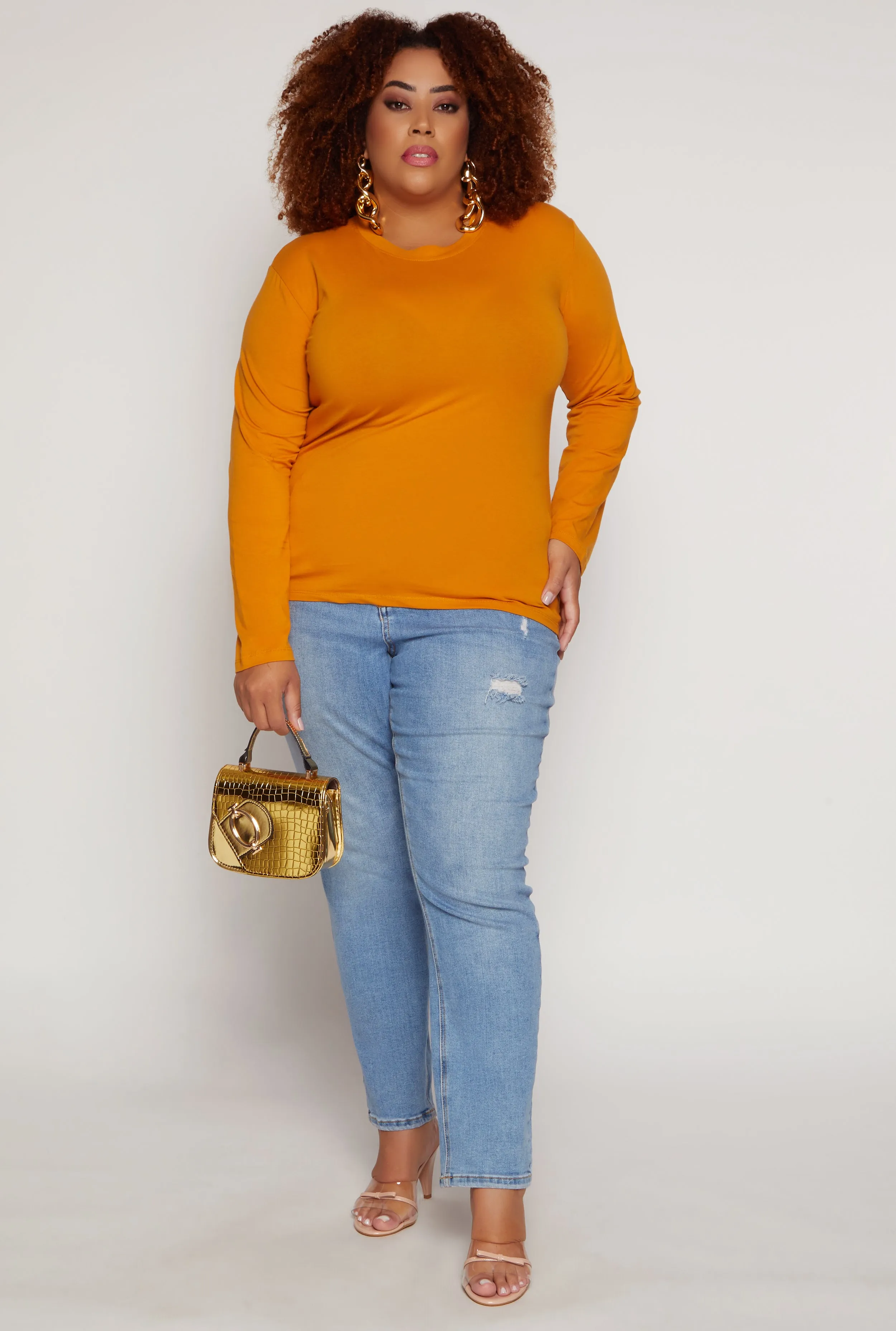 Plus Size Long Sleeve Crew Neck Tee sold by Rainbow product image thumbnail 2