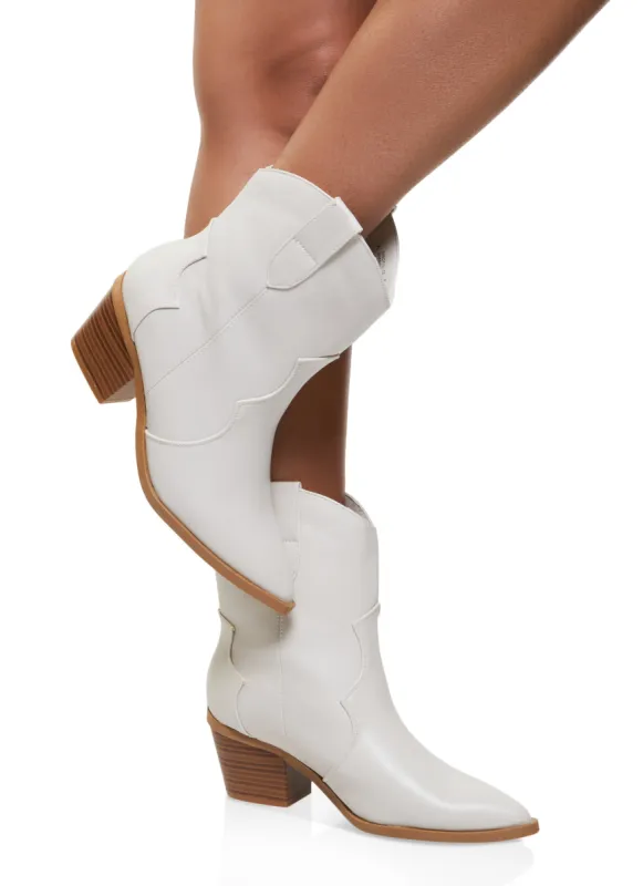 Pointed Toe Mid Heel Cowboy Boots sold by Rainbow