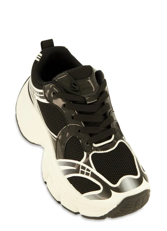 Chunky Sole Contrast Lace Up Sneakers sold by Rainbow
