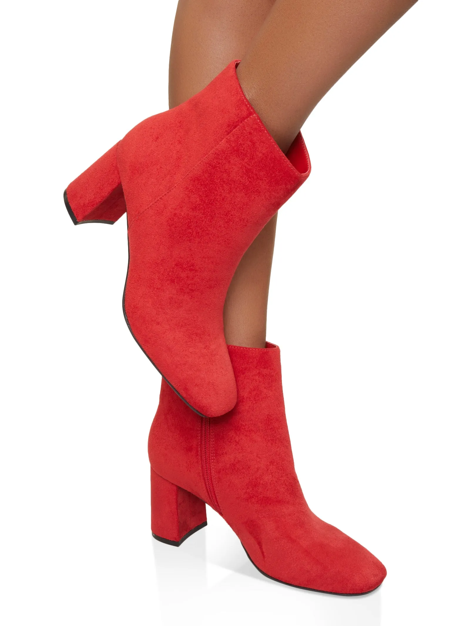 Side Zip Mid Block Heel Booties sold by Rainbow