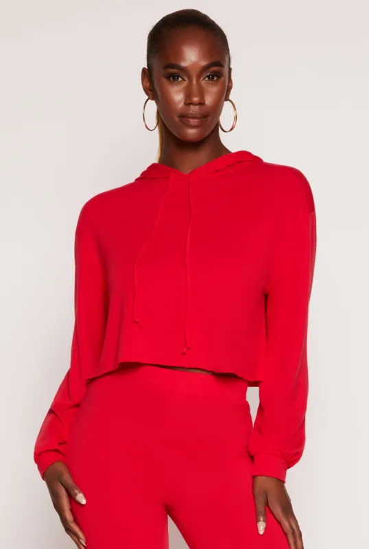 French Terry Cropped Pullover Hoodie sold by Rainbow