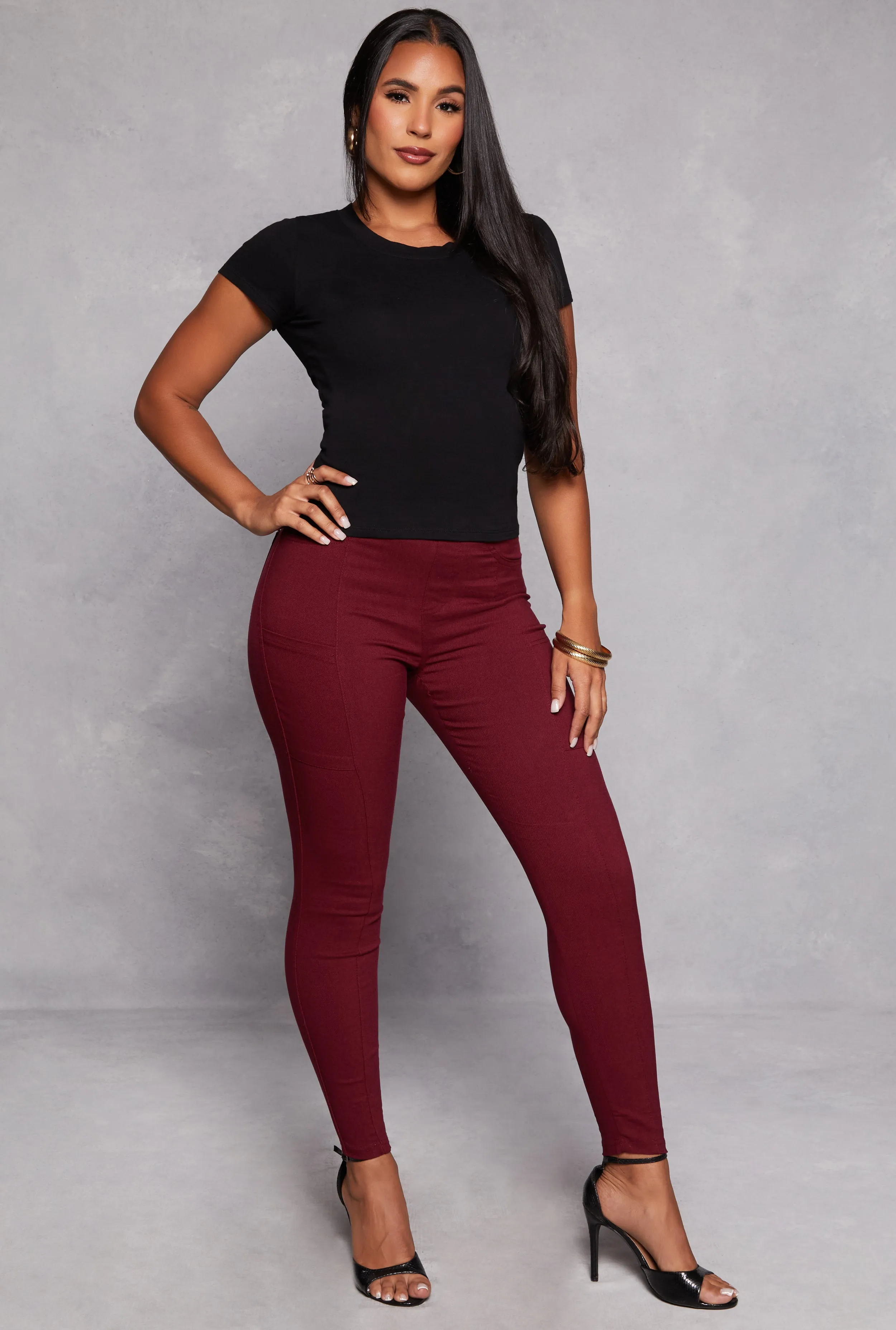 Stretch Pull On Skinny Leg Pants sold by Rainbow