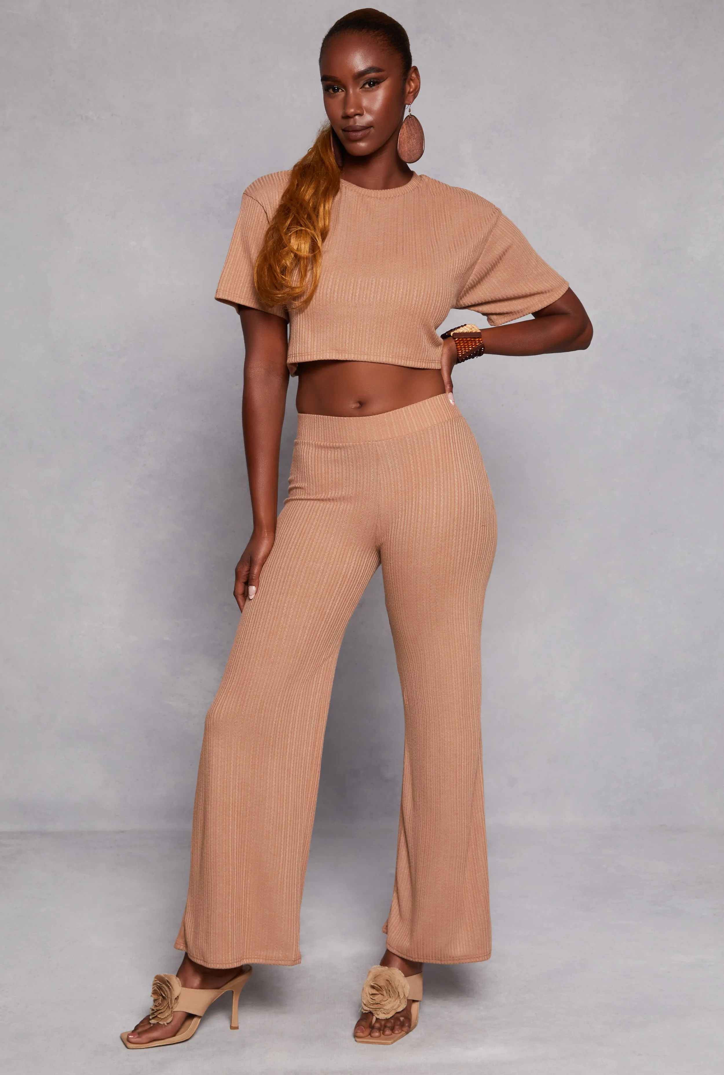 Ribbed Knit Crew Neck Cropped Tee sold by Rainbow product image thumbnail 2