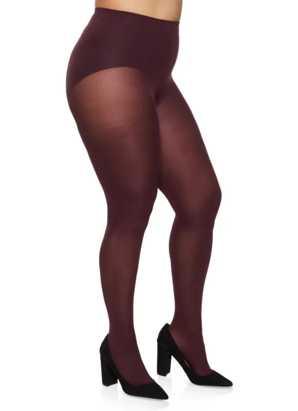Plus Size High Waisted Opaque Tights made by Rainbow