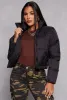 Nylon Zip Front Cropped Puffer Jacket sold by Rainbow