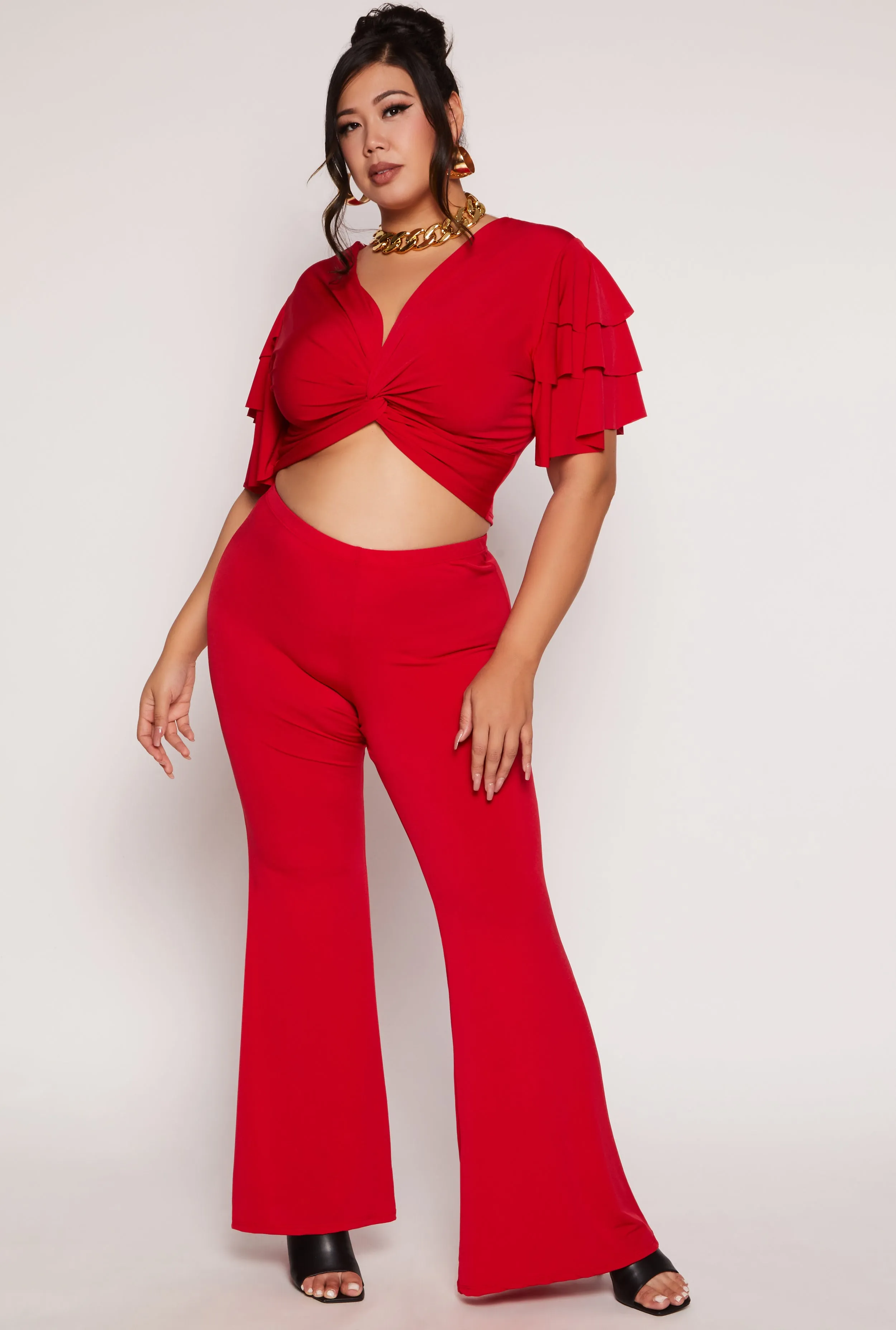 Plus Size High Waist Flare Pants sold by Rainbow