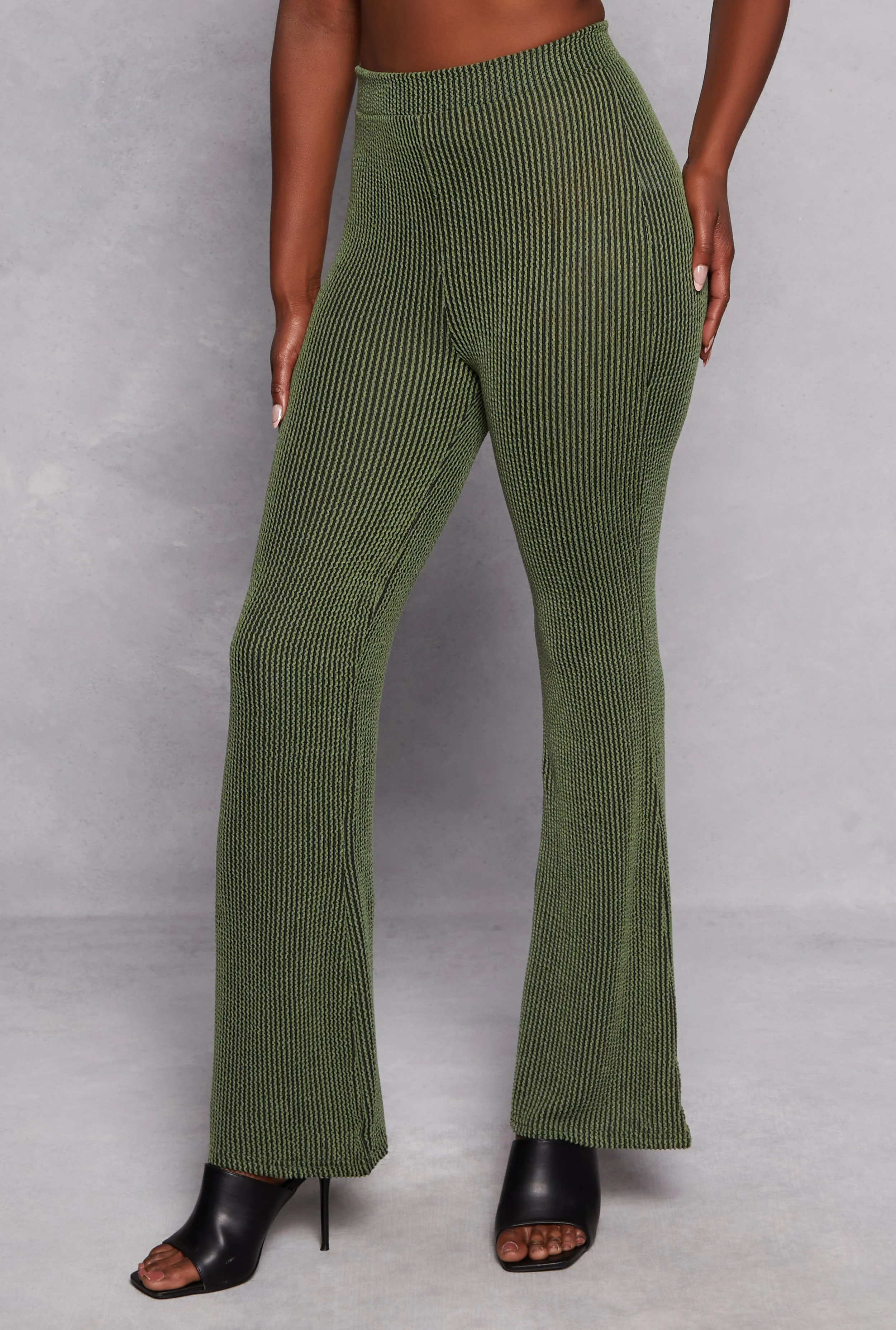 Textured Ribbed Knit Flared Pants sold by Rainbow product image thumbnail 2