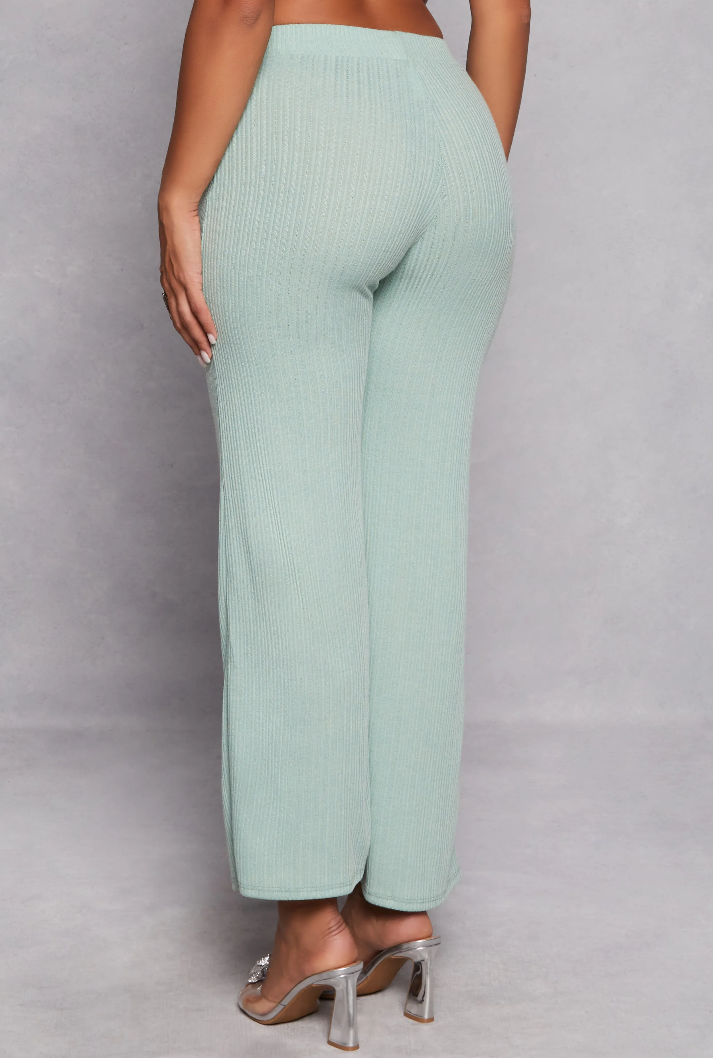 Ribbed Knit High Waist Wide Leg Pants sold by Rainbow product image thumbnail 3
