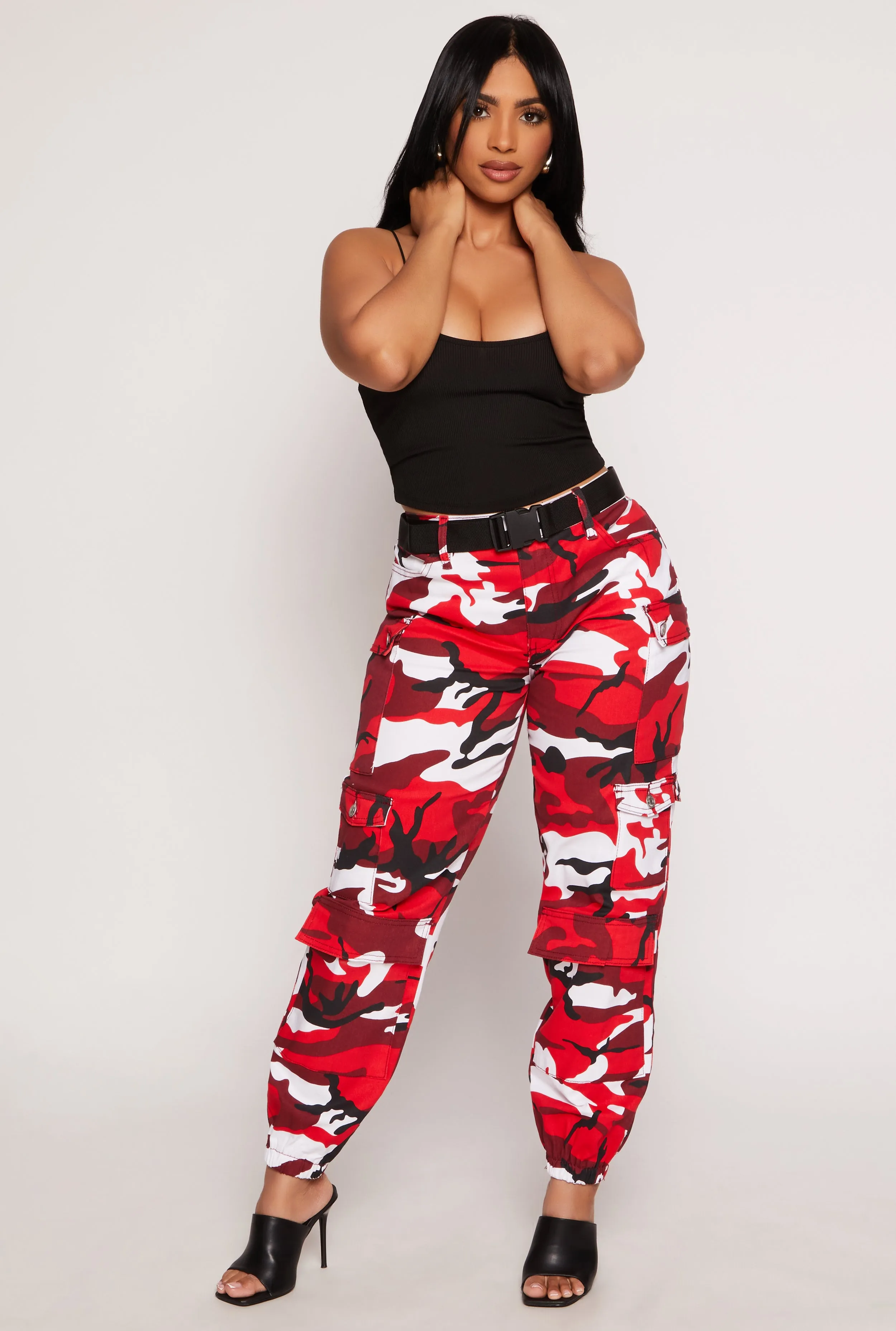 Almost Famous Belted Cargo Pocket Joggers sold by Rainbow