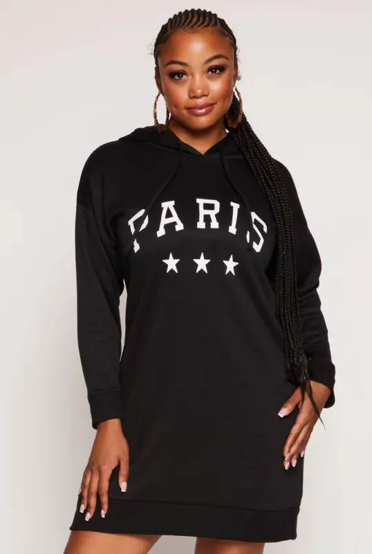 Plus Size Paris Graphic Hoodie Dress sold by Rainbow