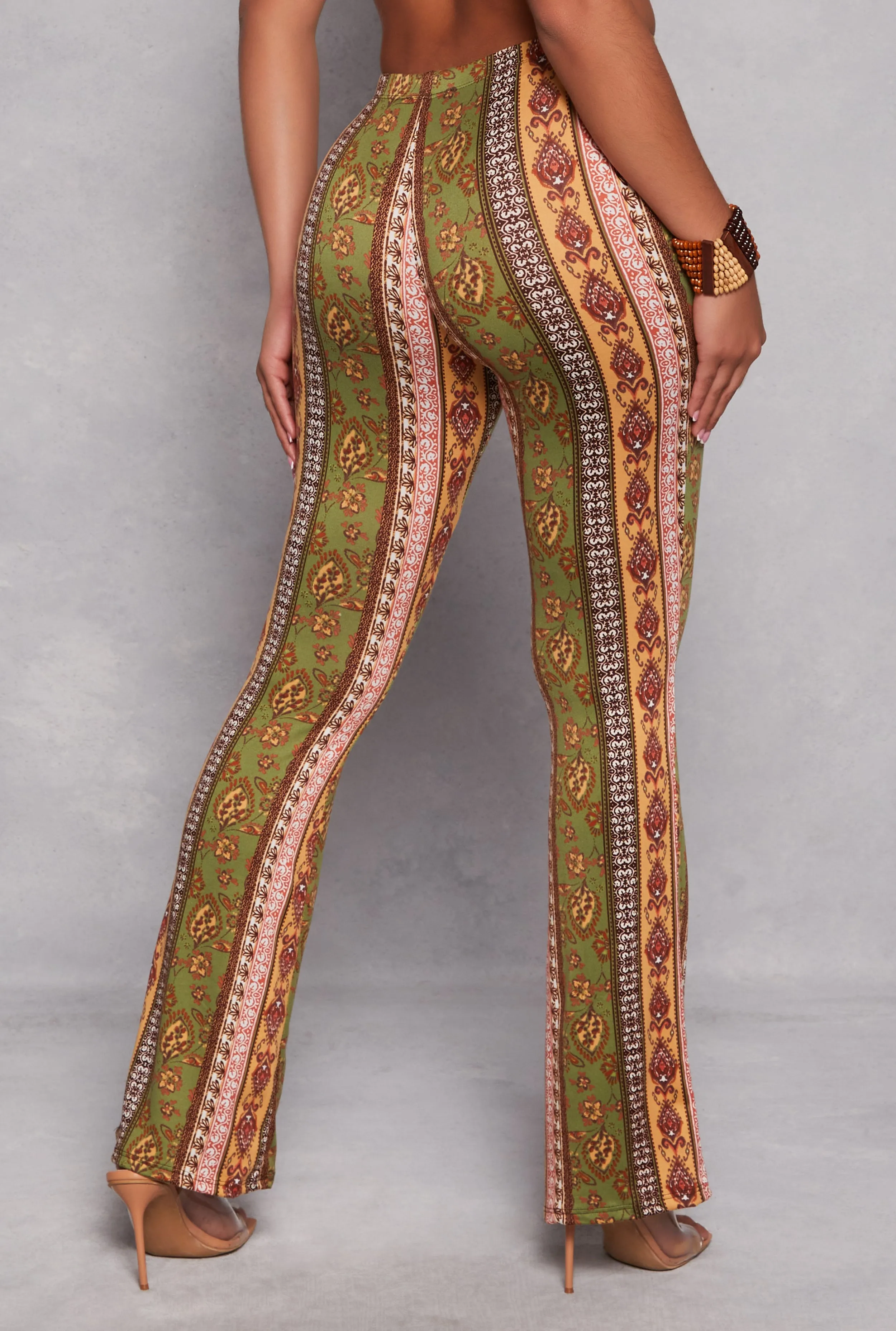 Paisley Border Print High Waisted Flare Pants sold by Rainbow product image thumbnail 3