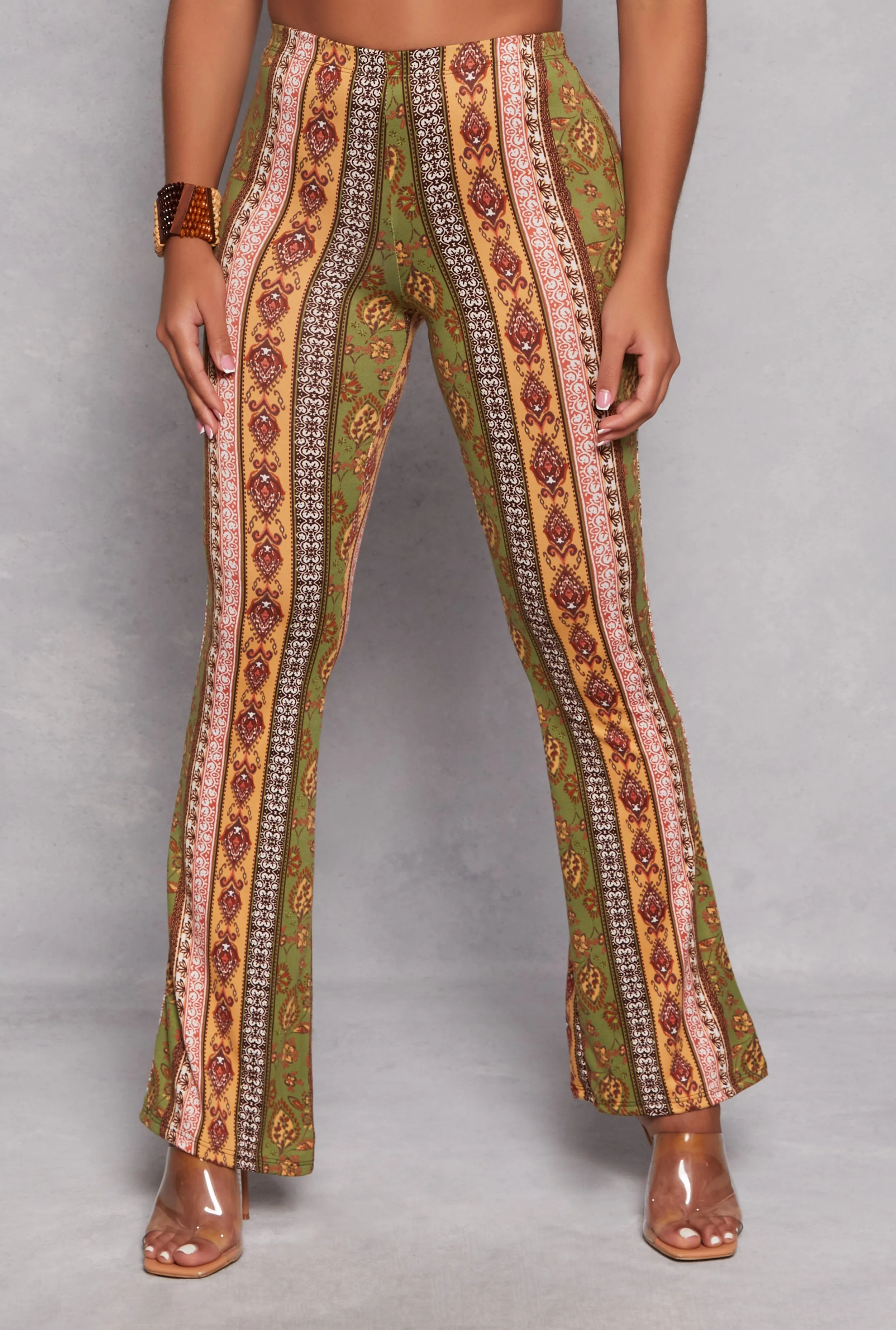 Paisley Border Print High Waisted Flare Pants sold by Rainbow product image thumbnail 2