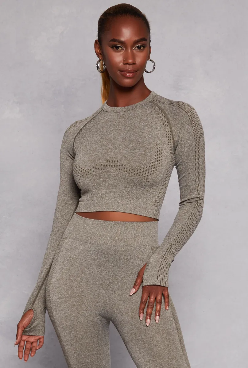 Seamless Long Sleeve Active Crop Top sold by Rainbow
