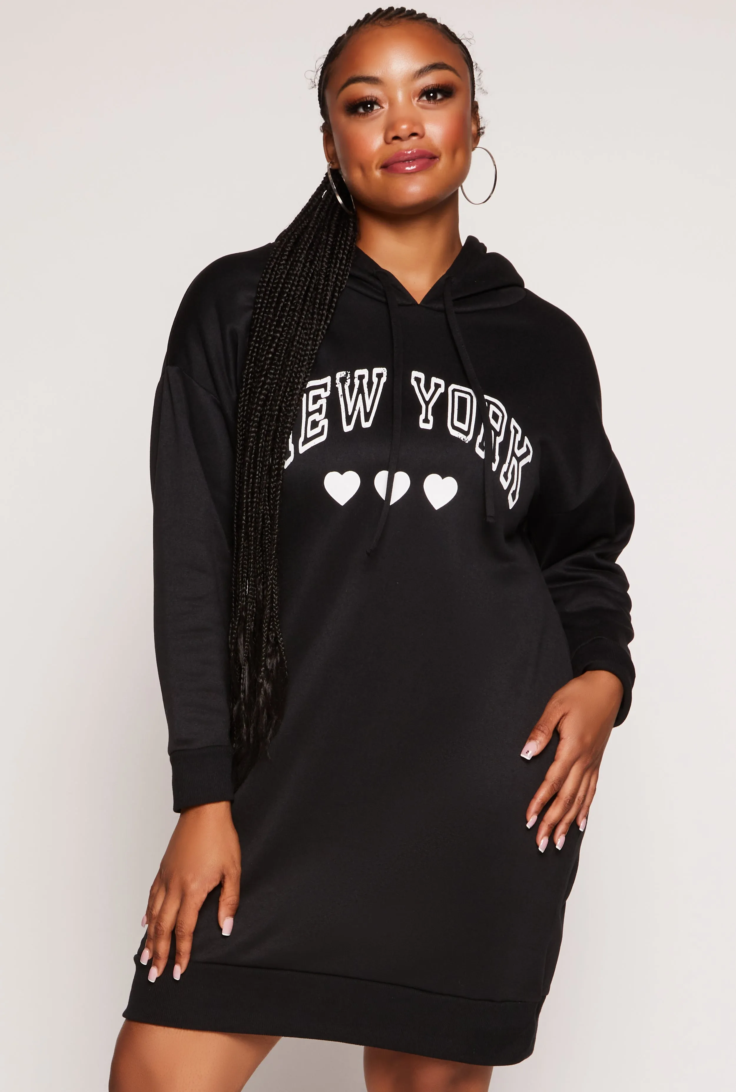 Plus Size New York Graphic Hoodie Dress sold by Rainbow