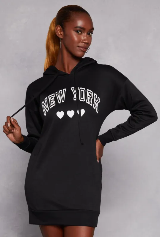 New York Graphic Hoodie Dress sold by Rainbow