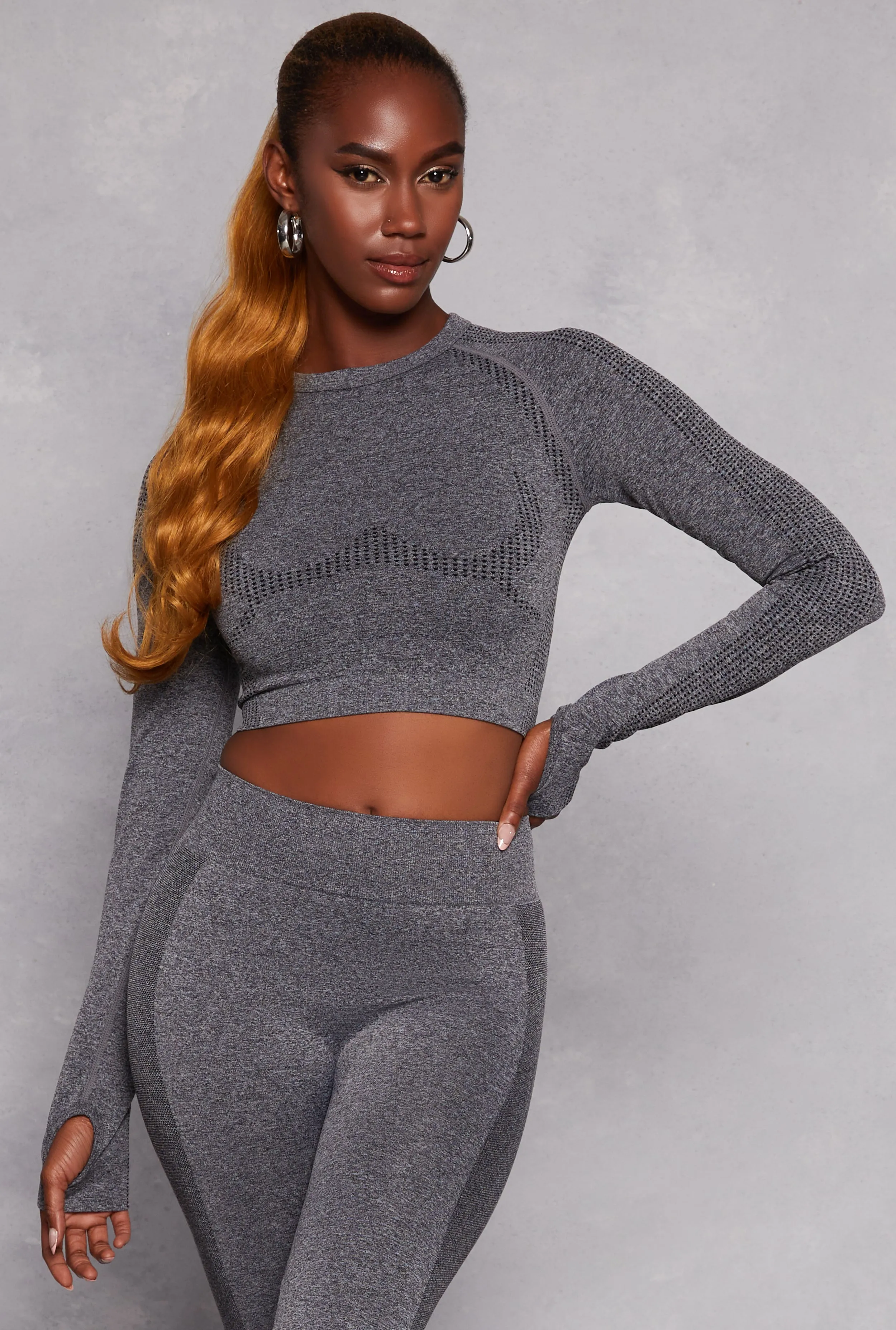 Seamless Long Sleeve Active Crop Top sold by Rainbow