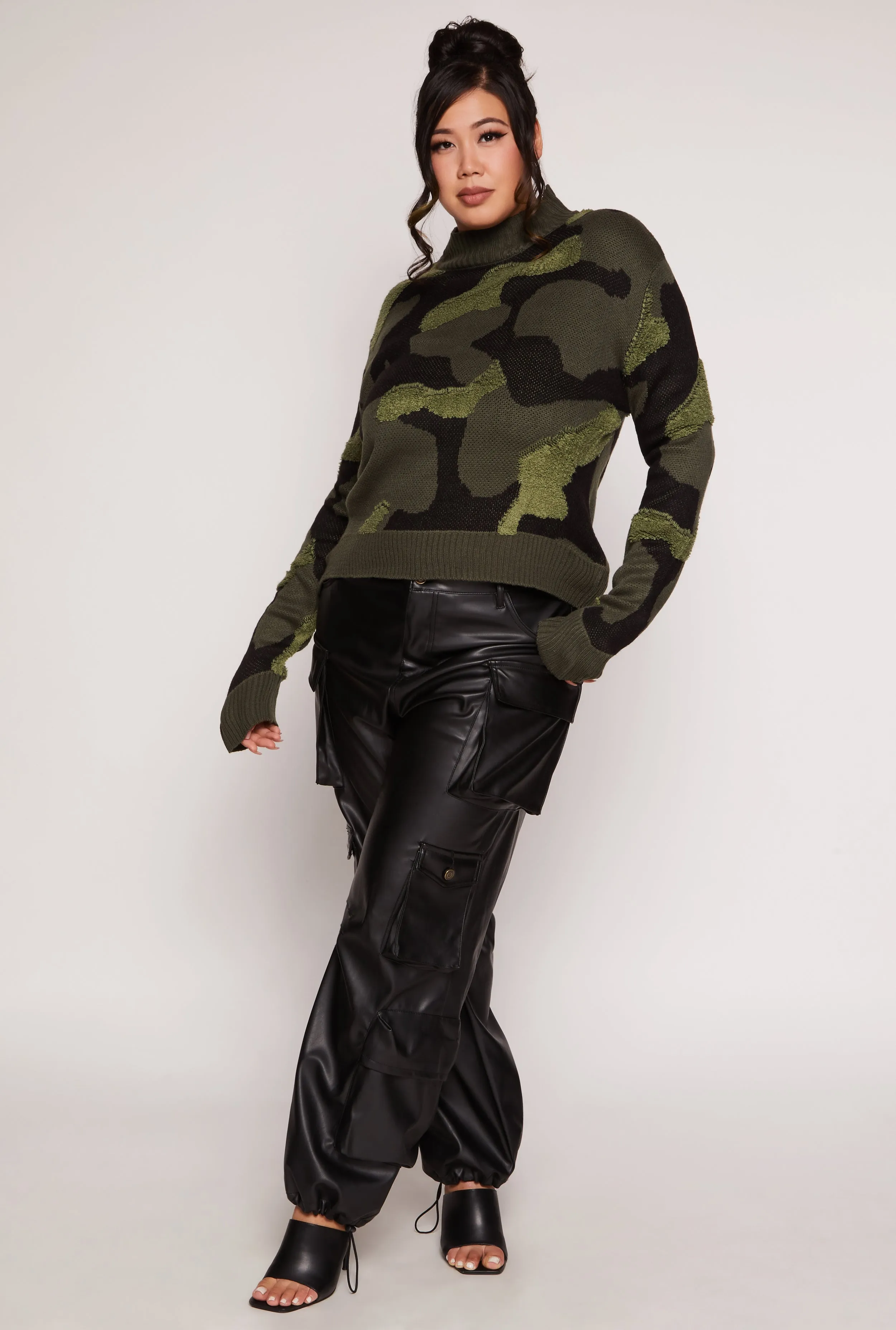 Plus Size Camo Boucle Detail Pullover Sweater sold by Rainbow product image thumbnail 2