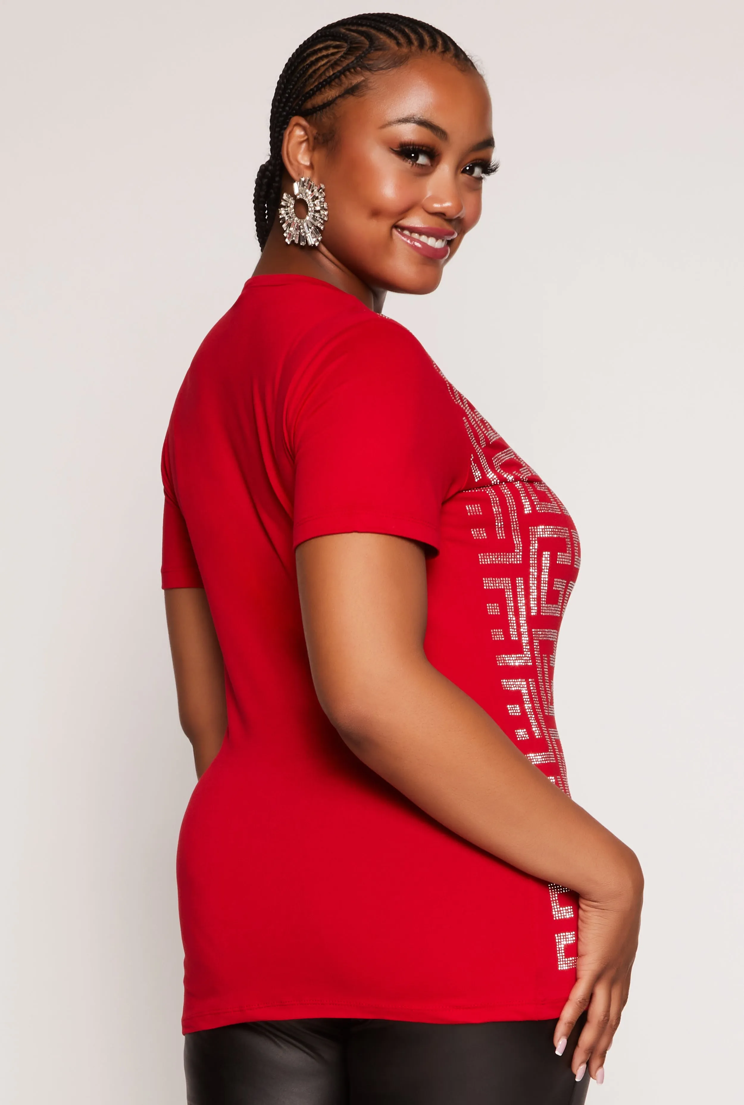 Plus Size Geometric Rhinestone Short Sleeve Top sold by Rainbow product image thumbnail 3