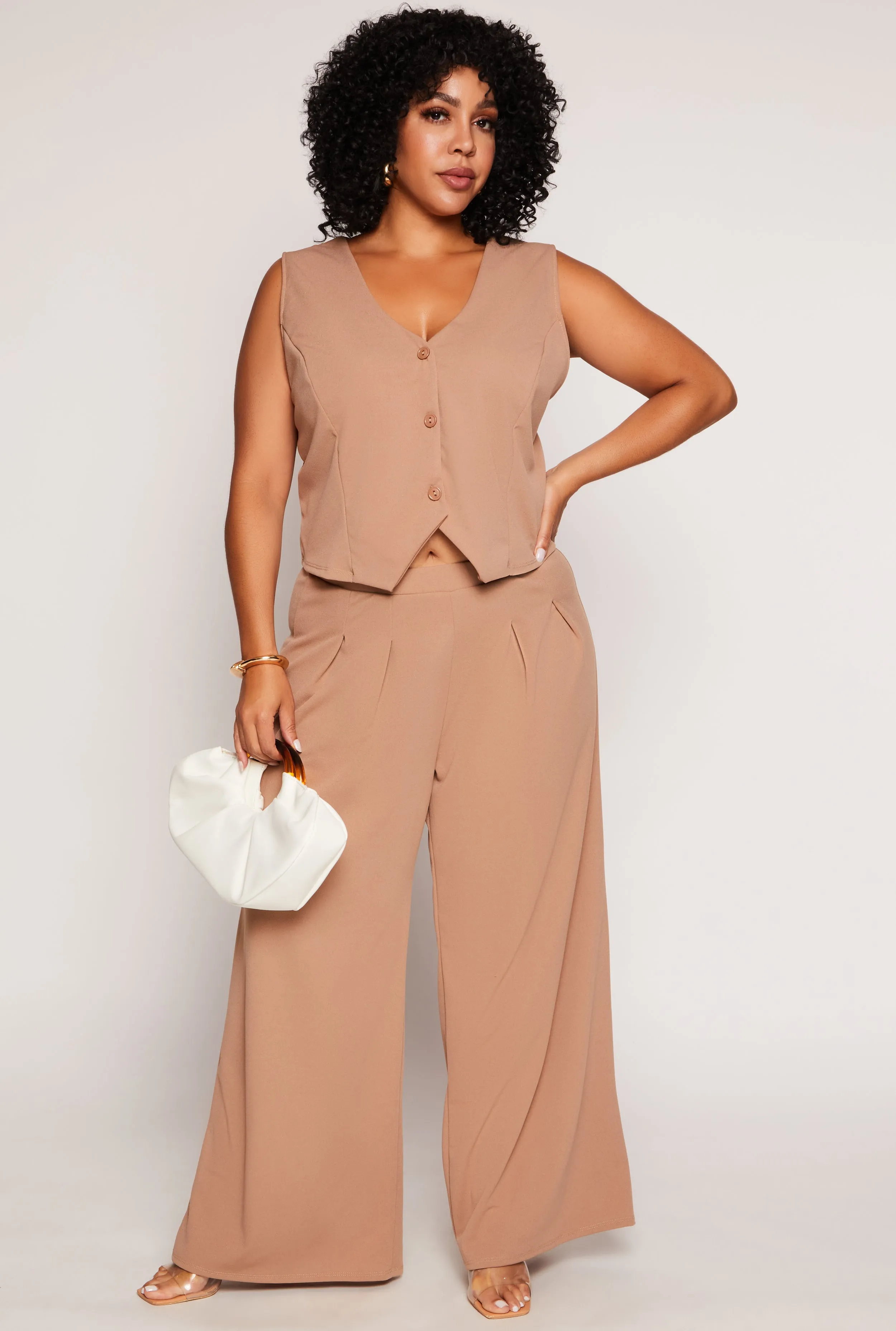 Plus Size High Waist Wide Leg Dress Pants sold by Rainbow