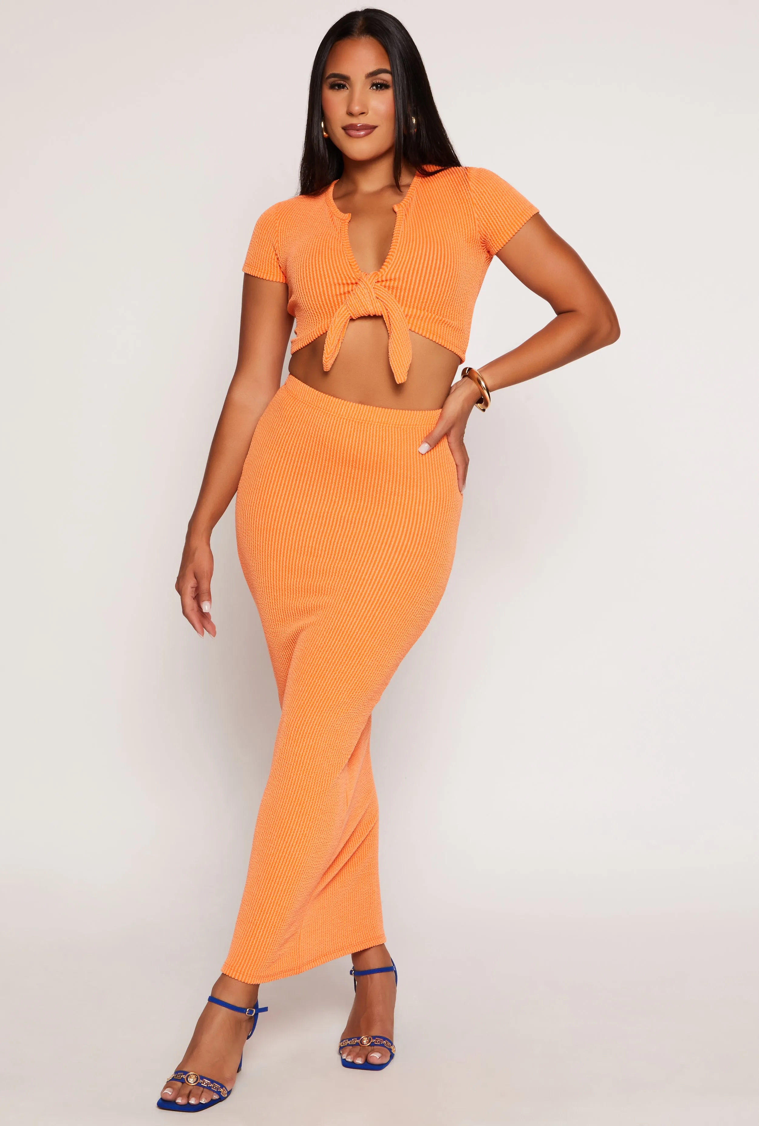 Ribbed High Waist Maxi Pencil Skirt sold by Rainbow