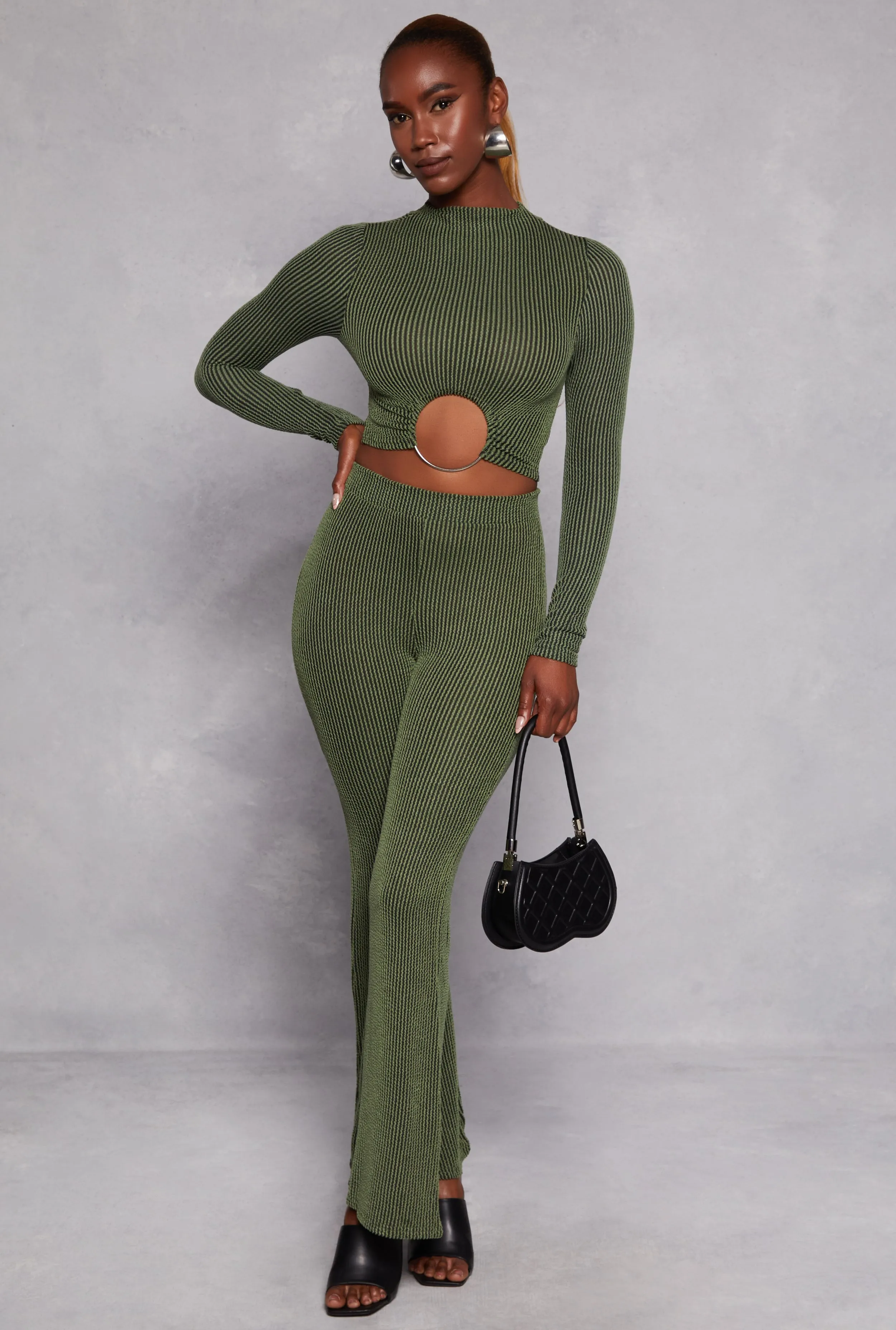 O Ring Ribbed Knit Crop Top sold by Rainbow product image thumbnail 2