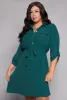 Plus Size Crepe Knit Tie Waist Shirt Dress sold by Rainbow
