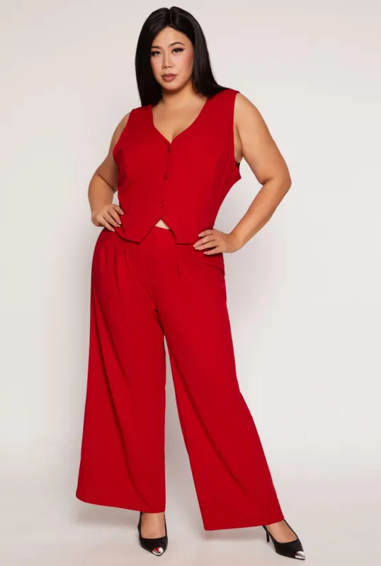 Plus Size High Waist Wide Leg Dress Pants sold by Rainbow