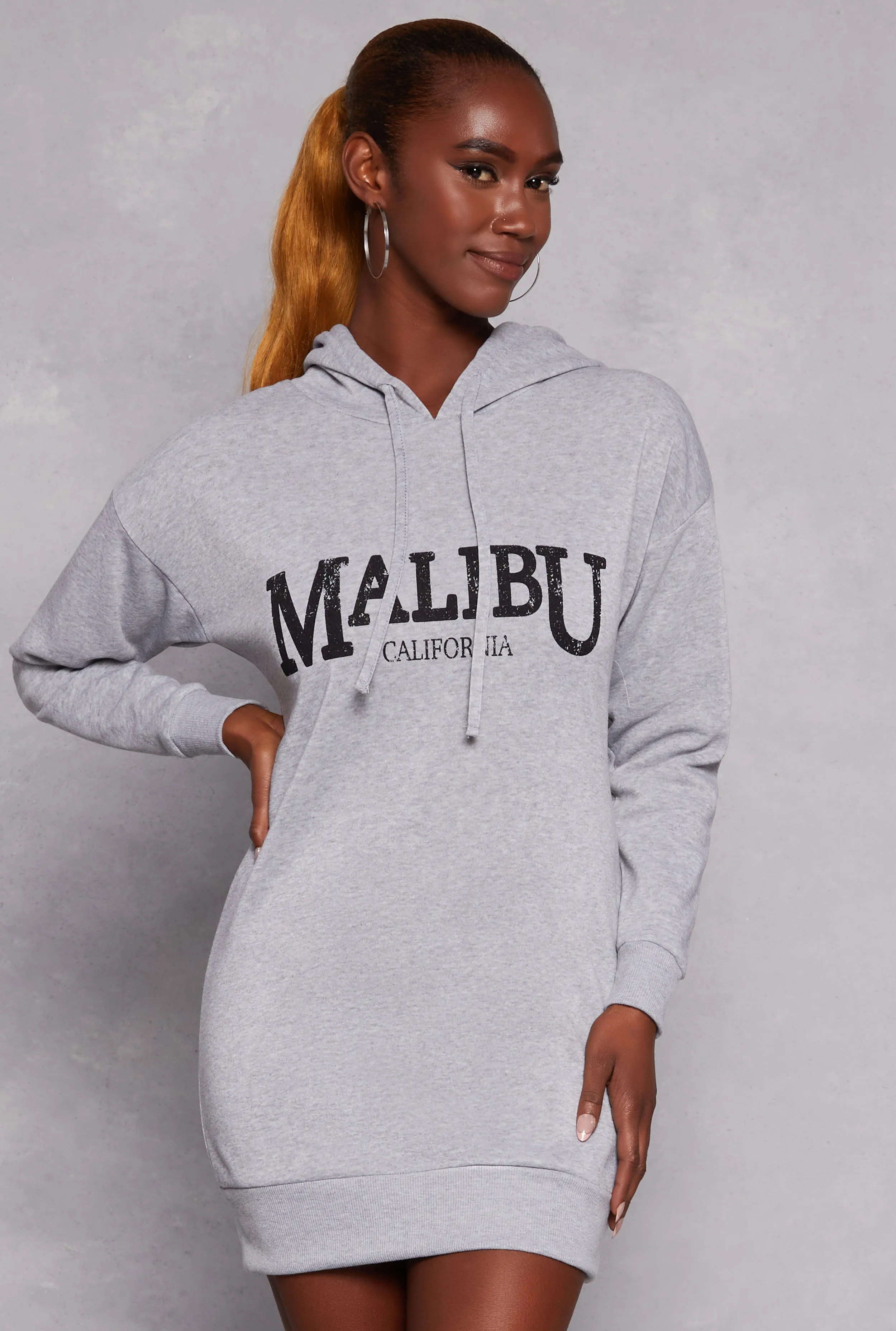 Malibu California Hooded Sweatshirt Dress sold by Rainbow