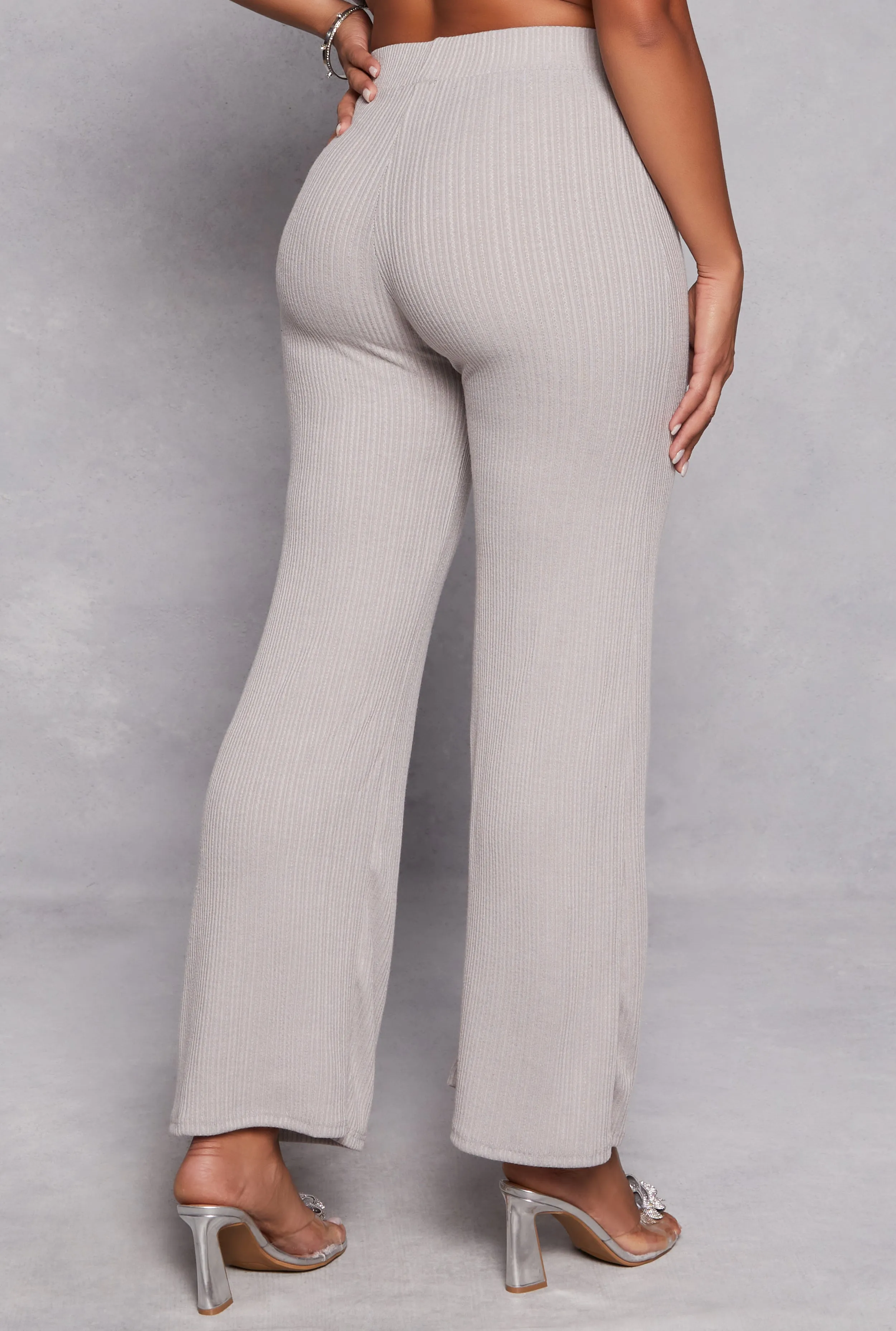 Ribbed Knit High Waist Wide Leg Pants sold by Rainbow product image thumbnail 3