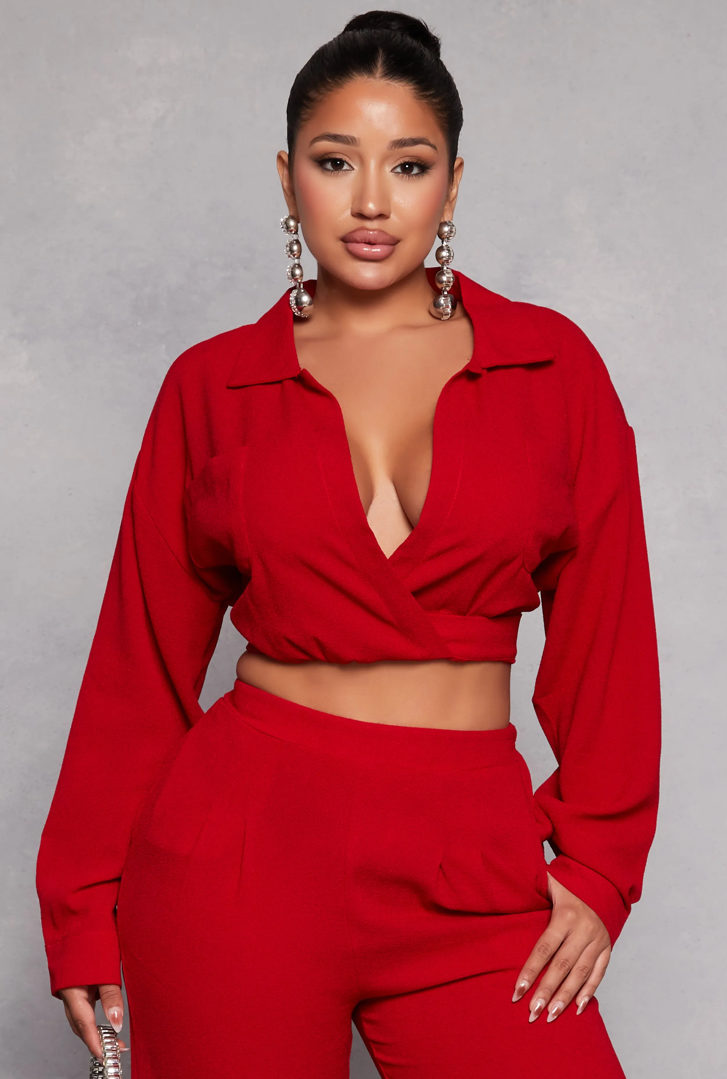 Twist Front Cropped Shirt sold by Rainbow