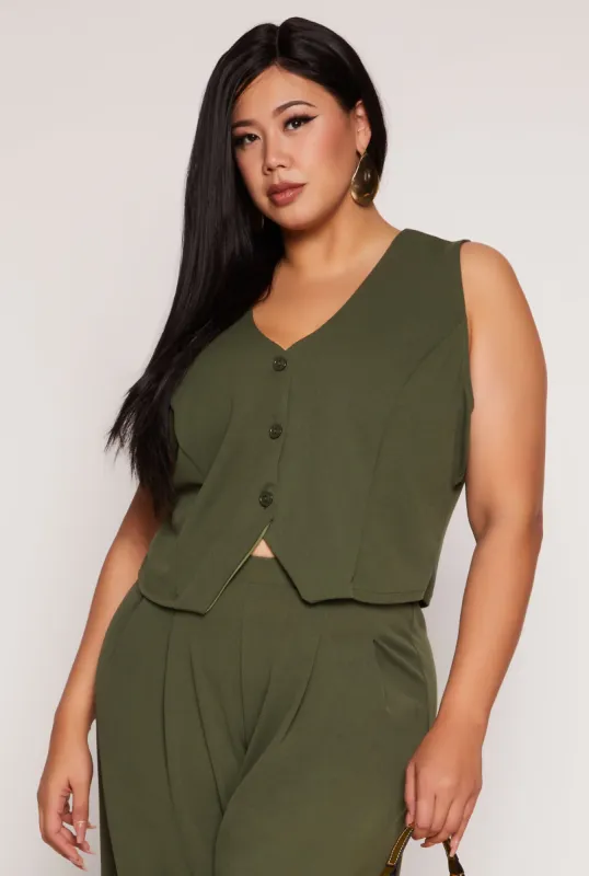 Plus Size Three Button Vest sold by Rainbow