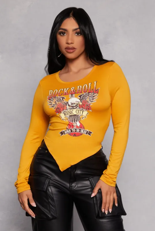 Rock and Roll Eagle Graphic Crop Top made by Rainbow