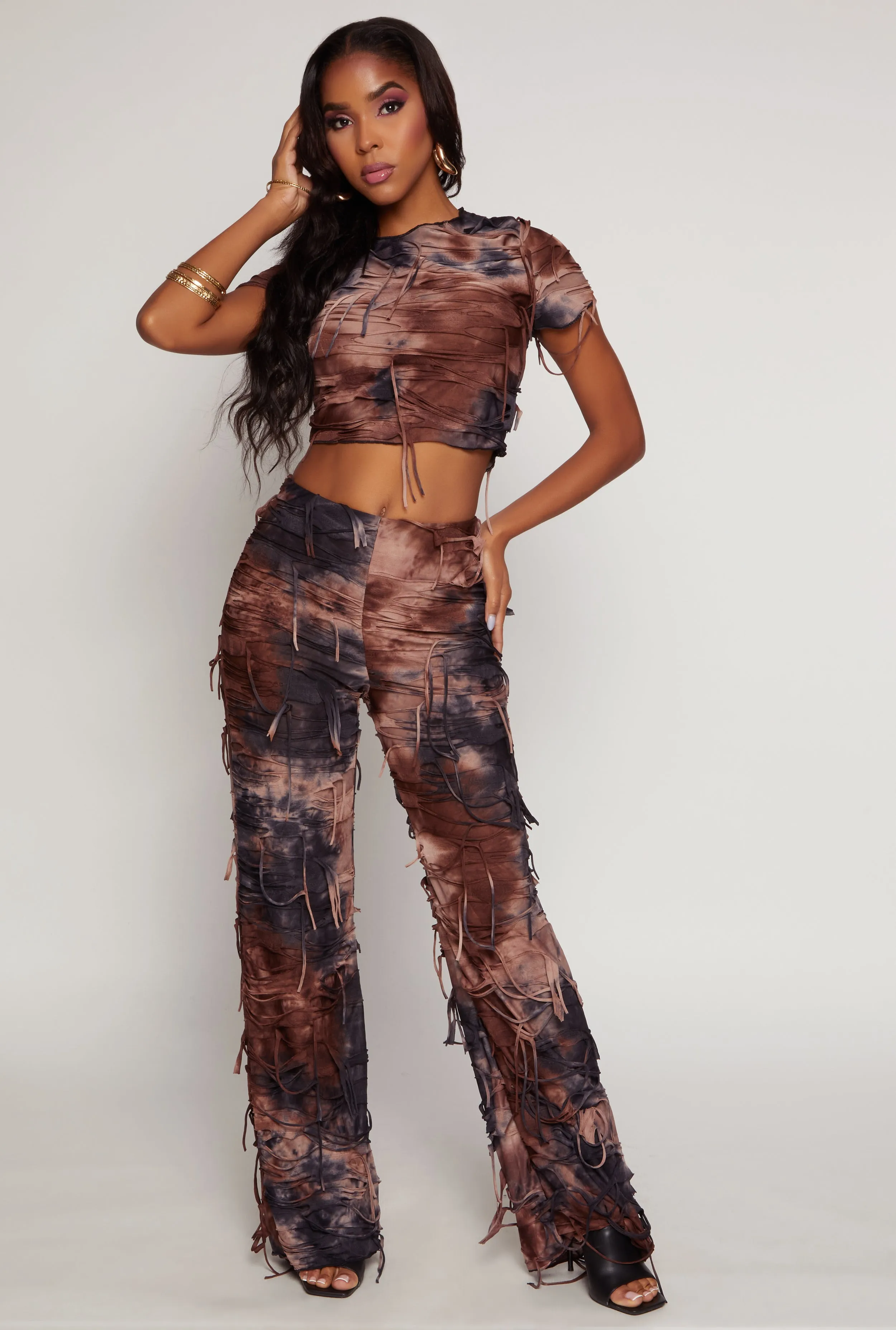 Tie Dye Distressed Pants sold by Rainbow